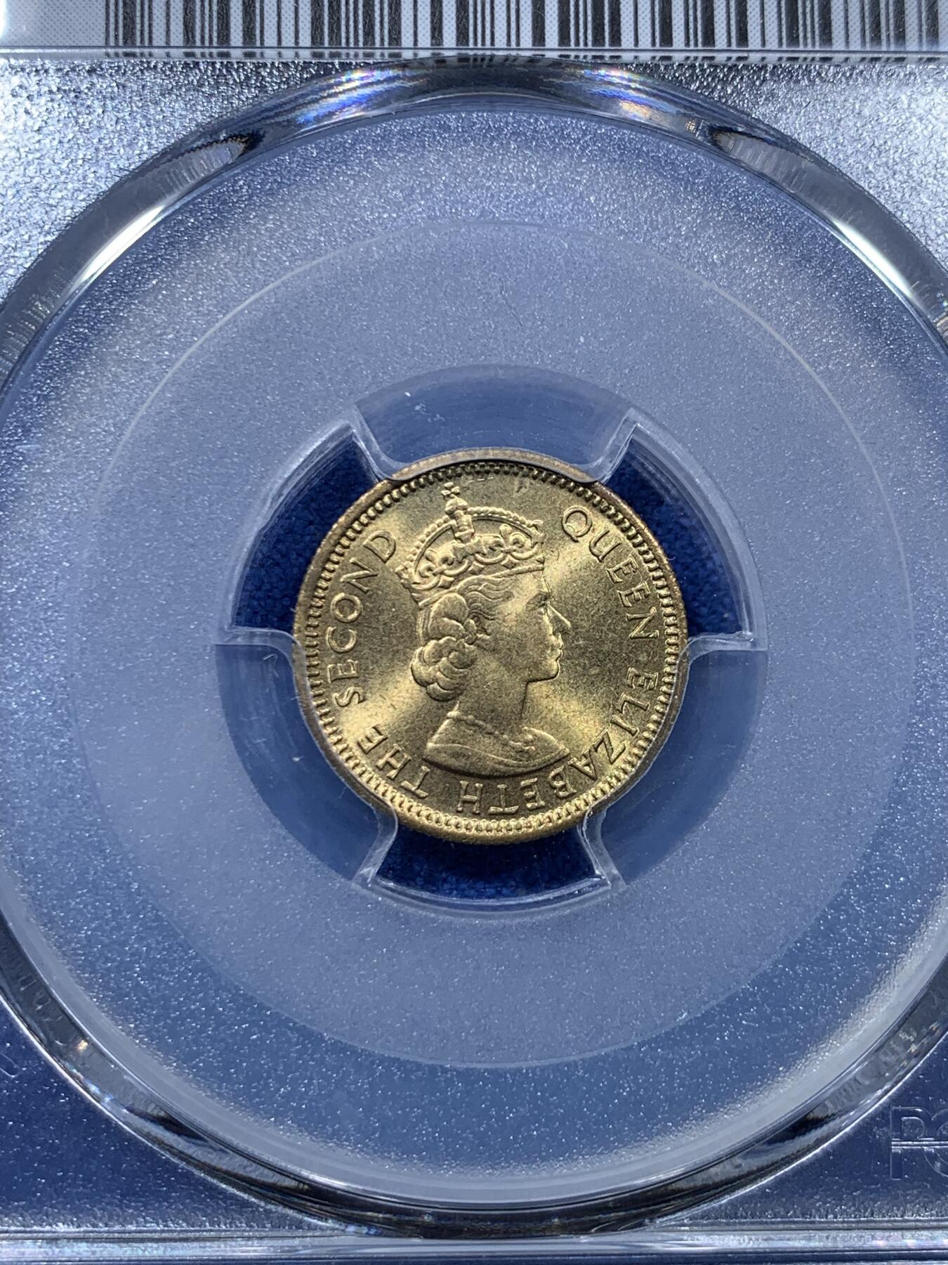 《竞宝斋》第305场   周日，周一 2场连拍 （全场包邮） PCGS MS66 1979 香港五仙 小特年 发行量很少 高分好品不易 支撑架小磕