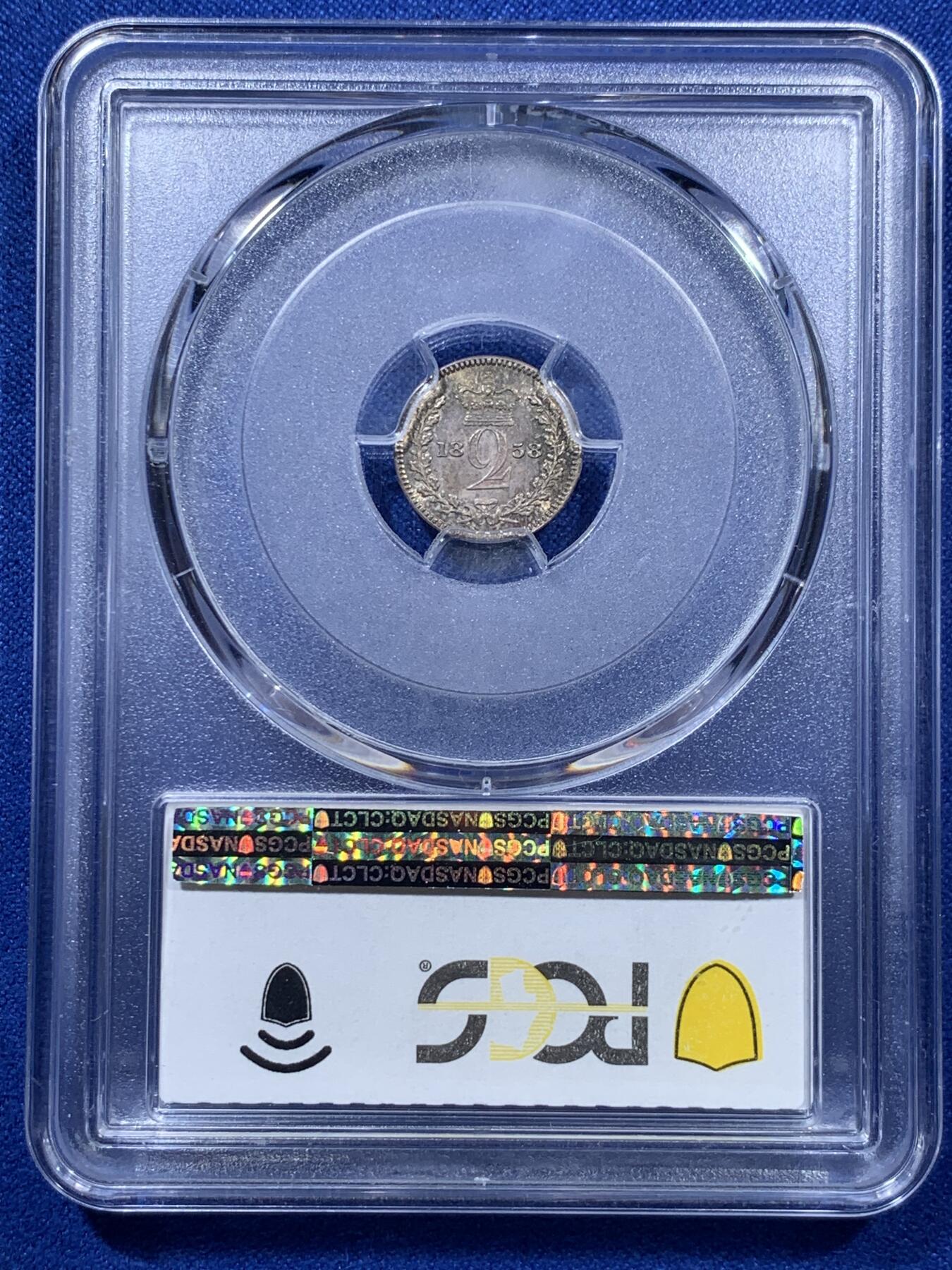 《竞宝斋》第306场   周日，周一 2场连拍 （全场包邮） 4枚一组 PCGS PL64-65 英国1858维多利亚早期濯足币，很难得，1D亚军分，2D冠军分，3D亚军分，4D季军分