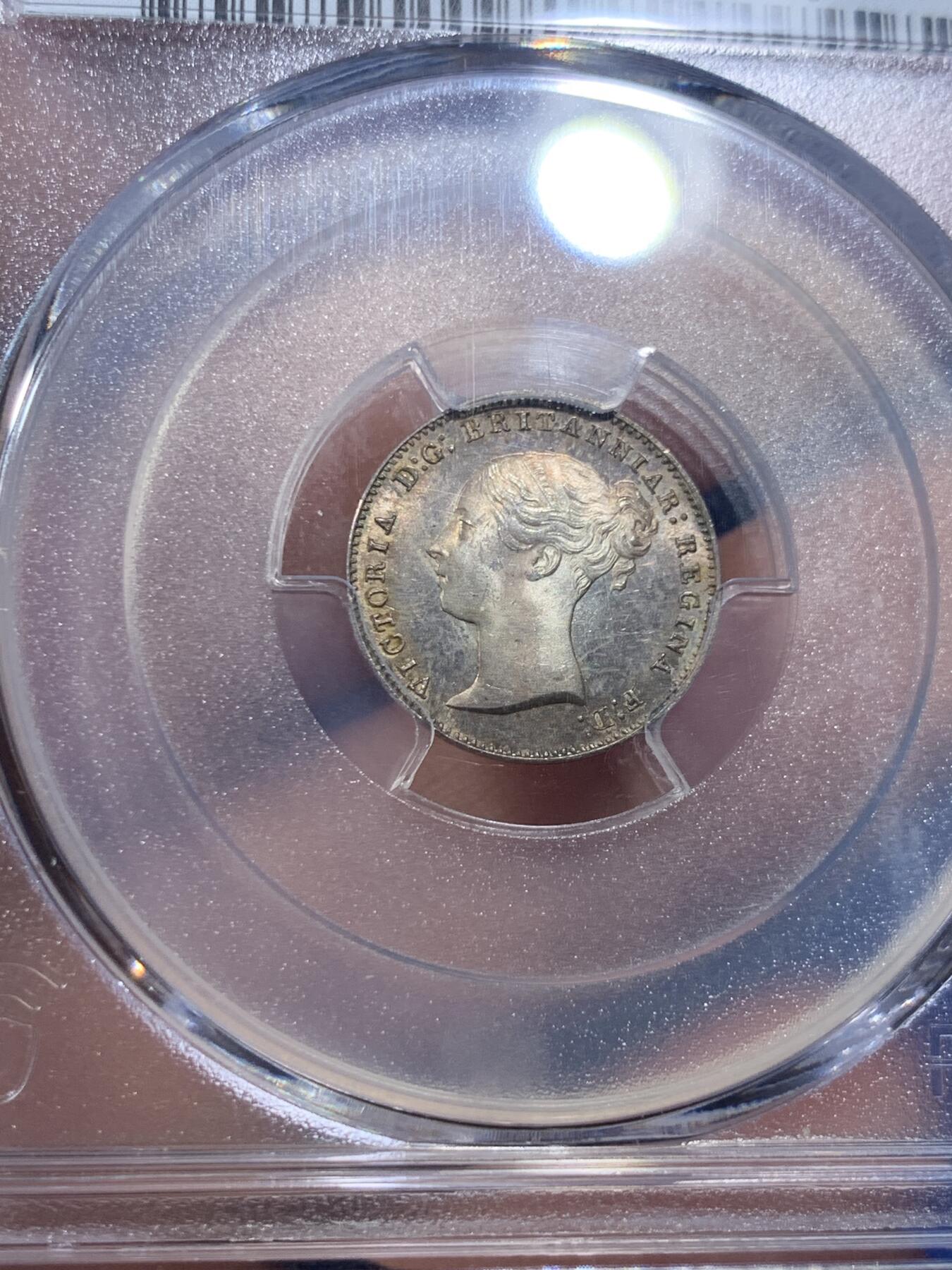 《竞宝斋》第306场   周日，周一 2场连拍 （全场包邮） 4枚一组 PCGS PL64-65 英国1858维多利亚早期濯足币，很难得，1D亚军分，2D冠军分，3D亚军分，4D季军分