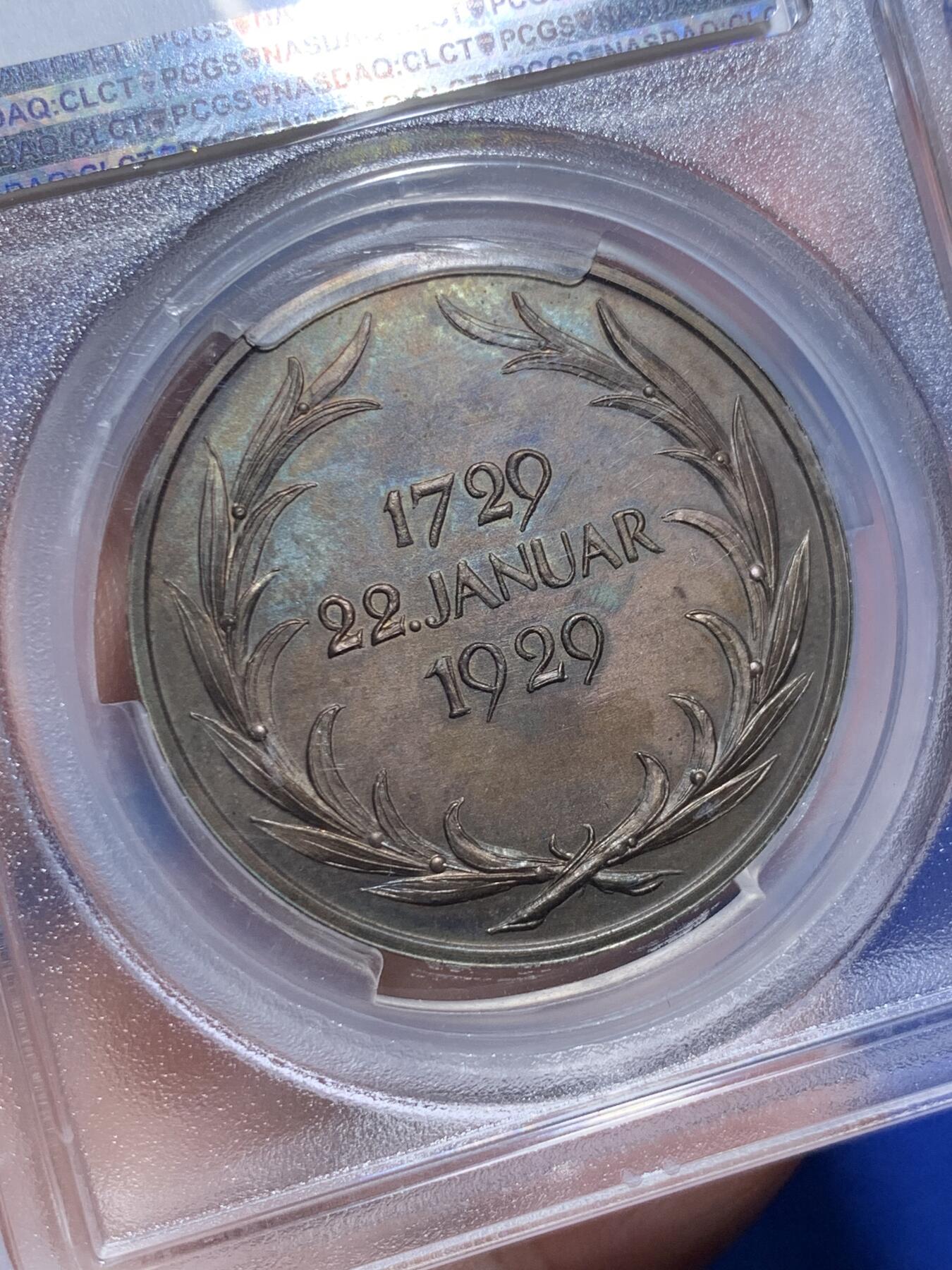 《竞宝斋》第306场   周日，周一 2场连拍 （全场包邮） PCGS SP64 德国1929莱辛200年纪念铜章