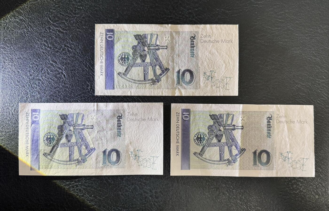 收藏联盟Quantum Auction 第375期拍卖  德国联邦1993年和1999年10马克三张 品相如图 数学家高斯