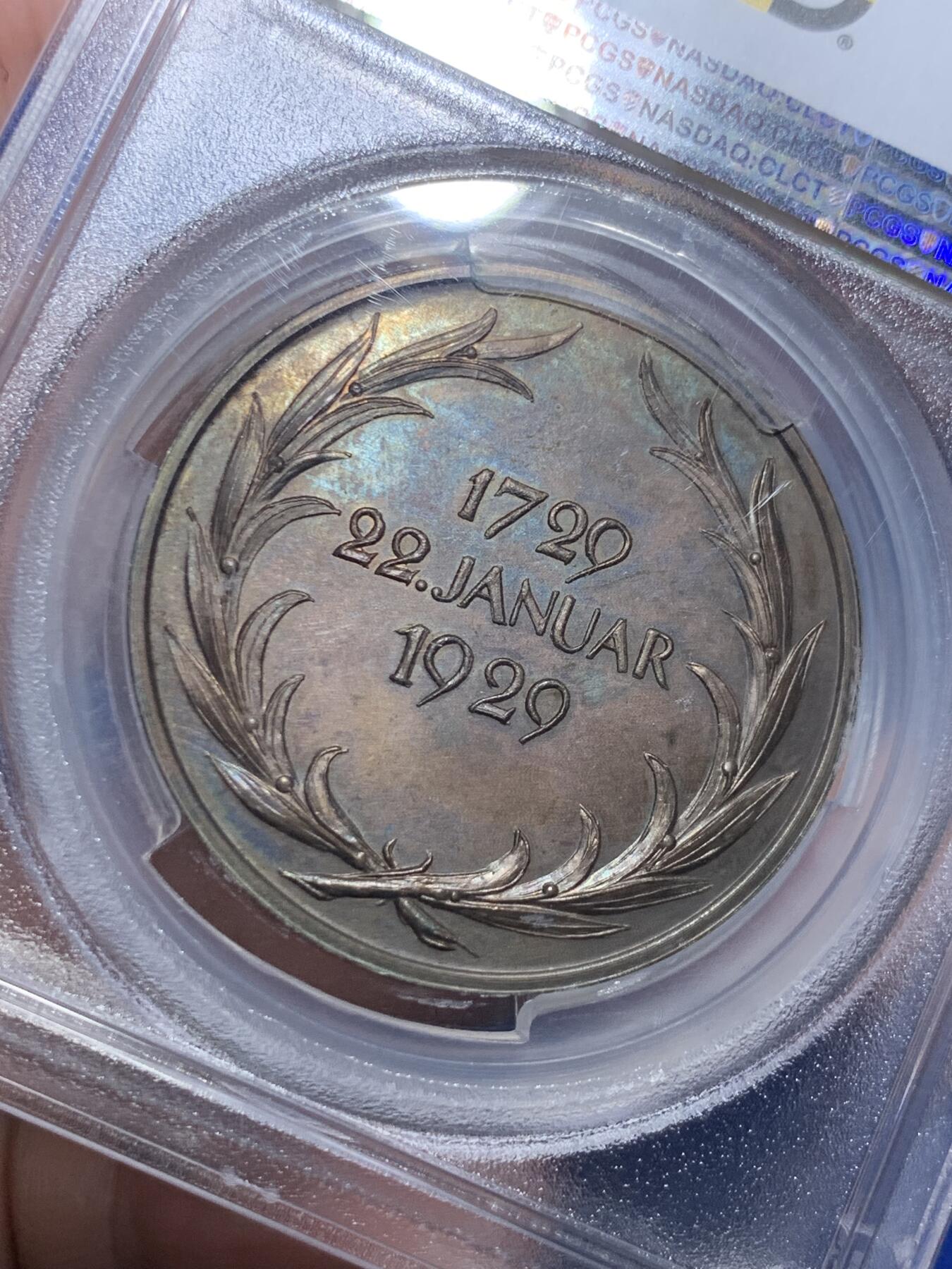 《竞宝斋》第306场   周日，周一 2场连拍 （全场包邮） PCGS SP64 德国1929莱辛200年纪念铜章