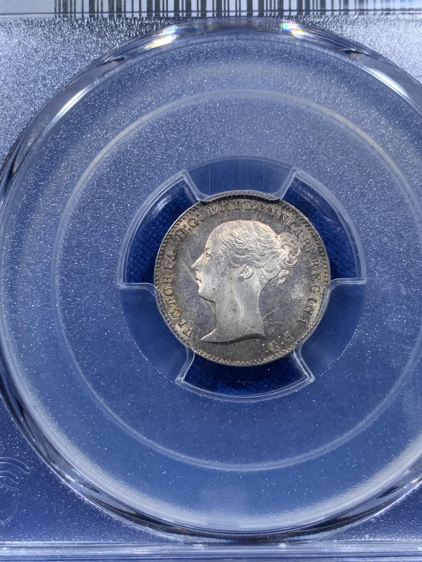 《竞宝斋》第306场   周日，周一 2场连拍 （全场包邮） 4枚一组 PCGS PL64-65 英国1858维多利亚早期濯足币，很难得，1D亚军分，2D冠军分，3D亚军分，4D季军分