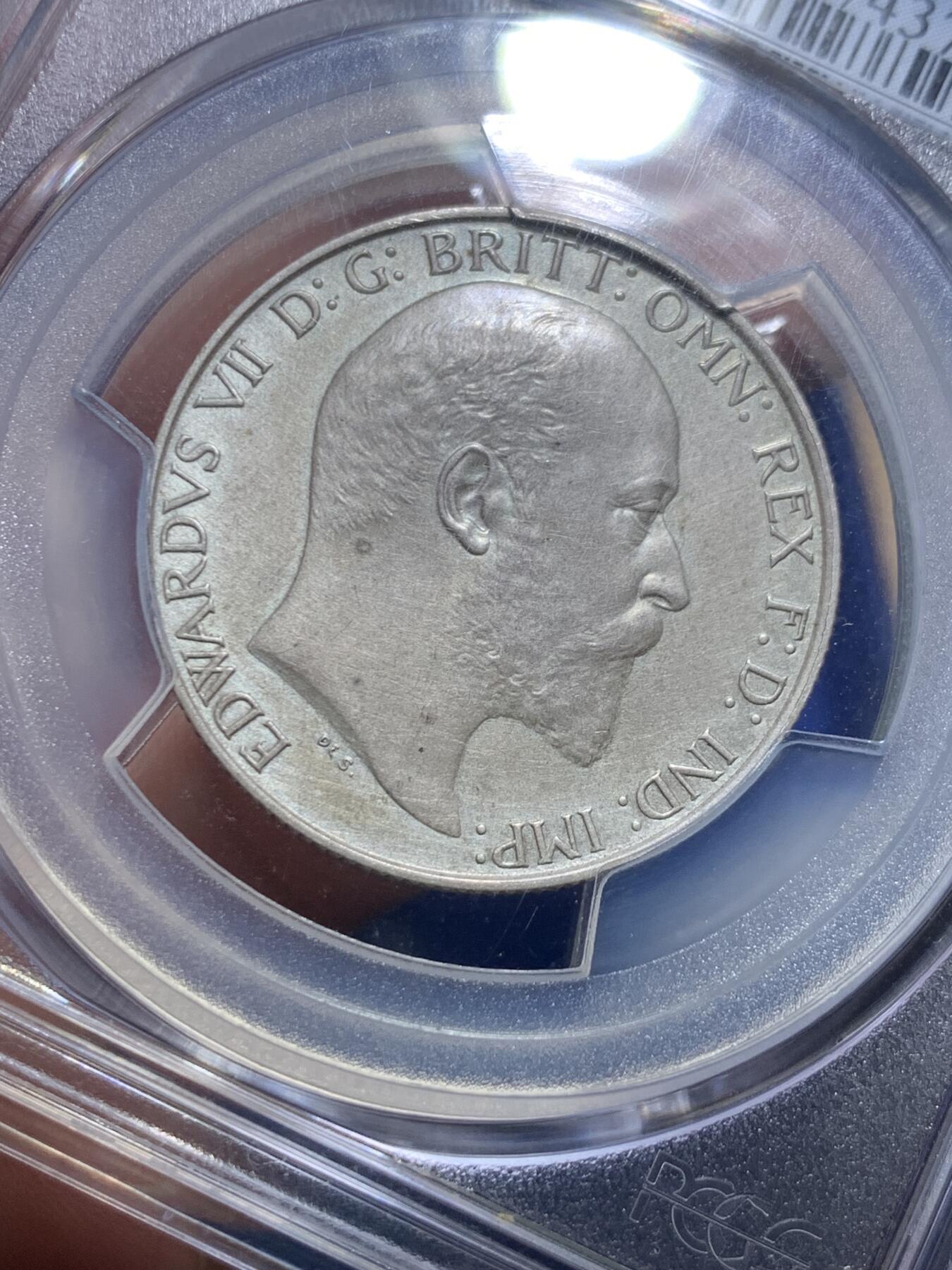 《竞宝斋》第306场   周日，周一 2场连拍 （全场包邮） PCGS PR63 英国1902爱德华七世海神2先令精制磨砂银币，英系收藏必备