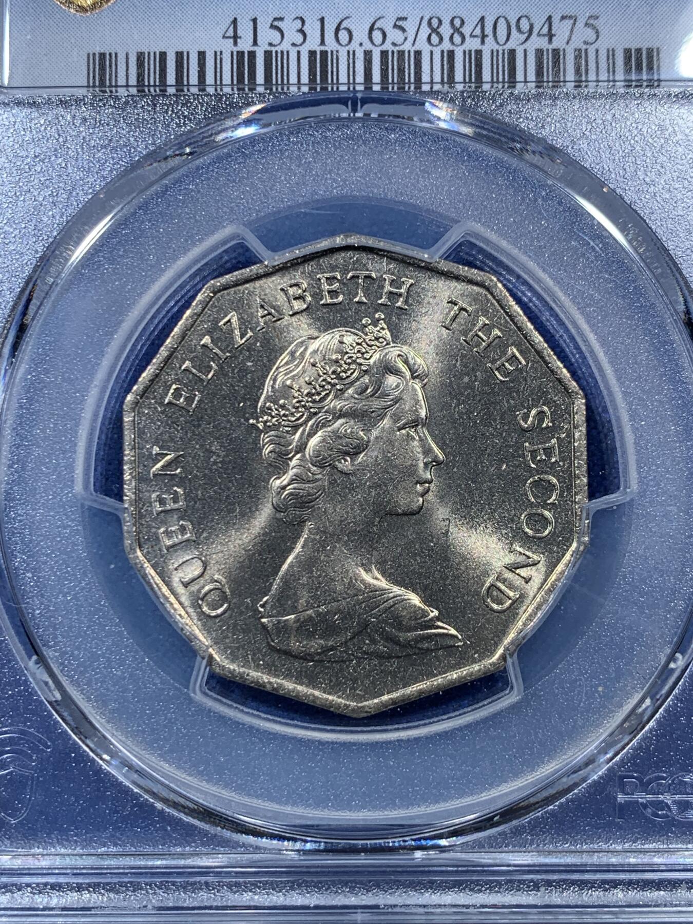 《竞宝斋》第306场   周日，周一 2场连拍 （全场包邮） PCGS MS65 香港伊丽莎白二世女王花冠1978年5元镍币 币面干净严评了