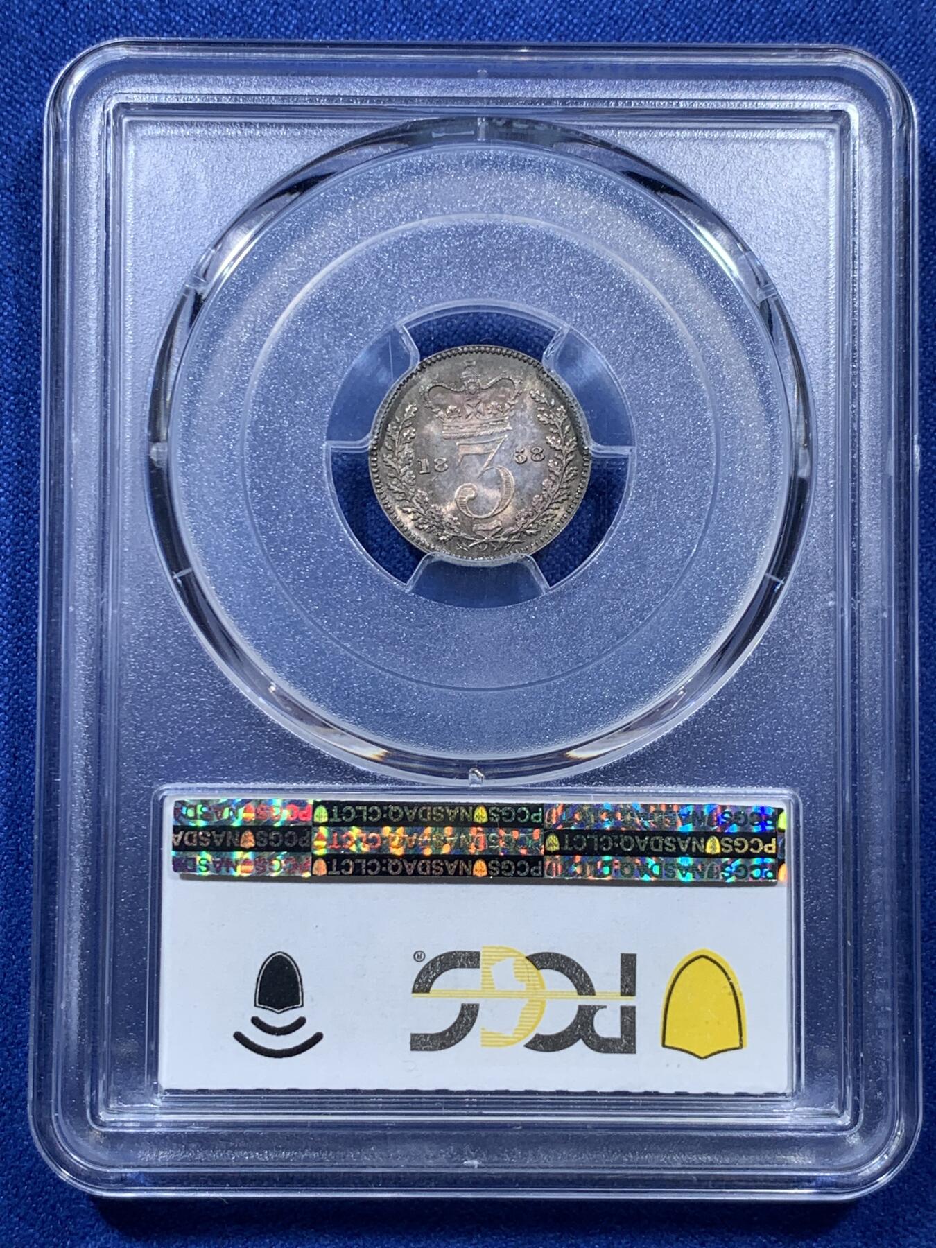 《竞宝斋》第306场   周日，周一 2场连拍 （全场包邮） 4枚一组 PCGS PL64-65 英国1858维多利亚早期濯足币，很难得，1D亚军分，2D冠军分，3D亚军分，4D季军分