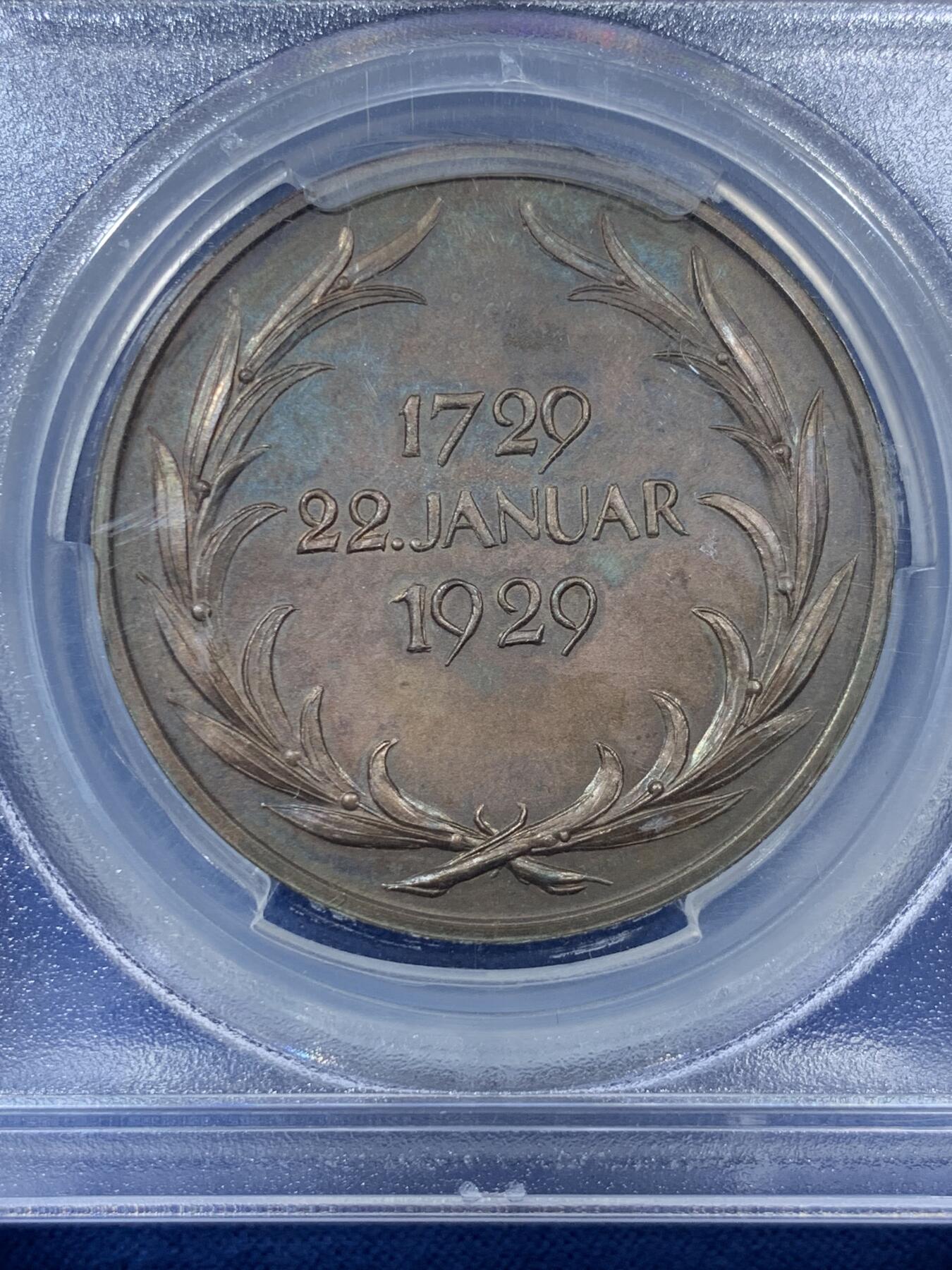 《竞宝斋》第306场   周日，周一 2场连拍 （全场包邮） PCGS SP64 德国1929莱辛200年纪念铜章
