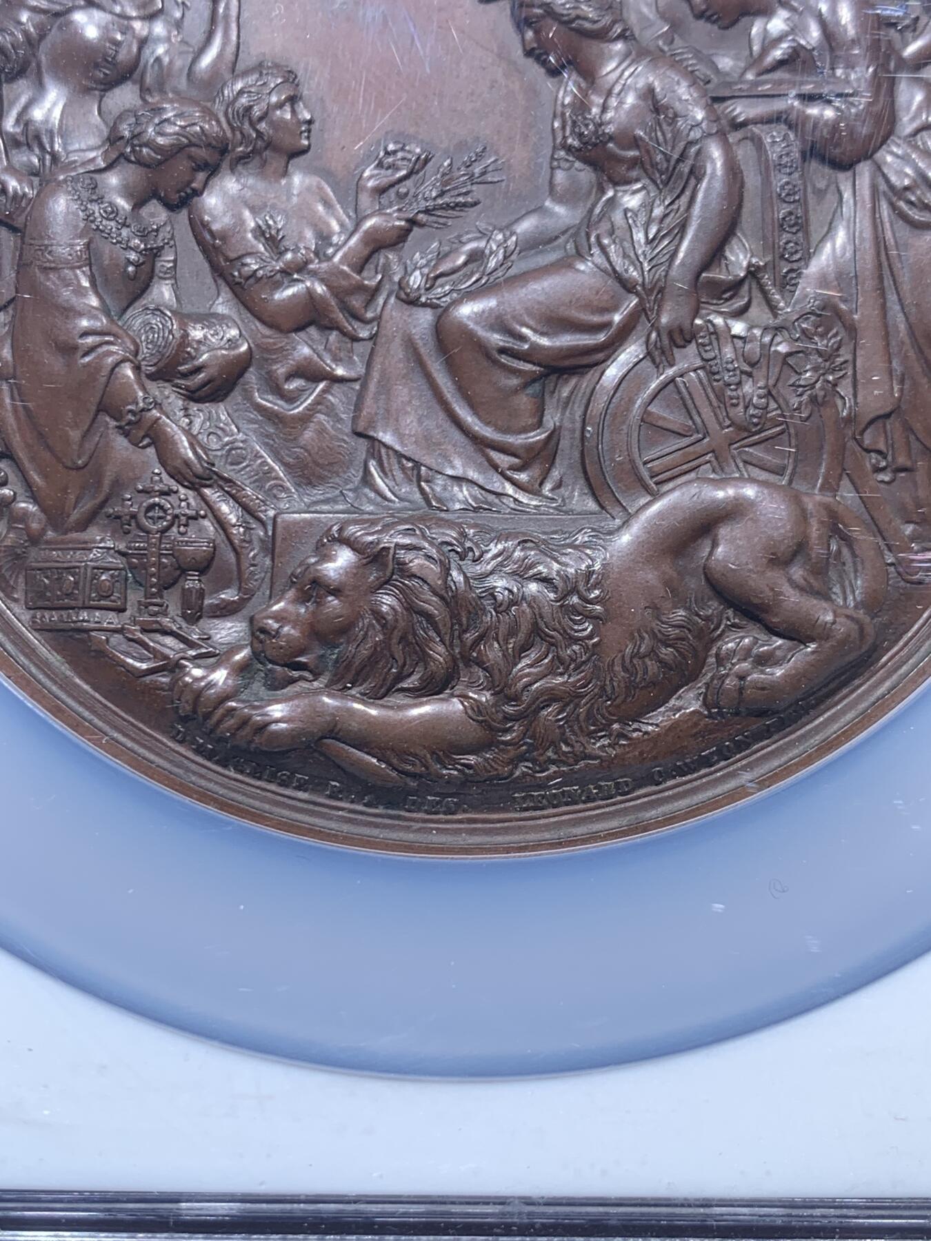 《竞宝斋》第306场   周日，周一 2场连拍 （全场包邮） NGC MS62BN 英国 1862年 首届世博会铜章 双面高浮雕 历史纪念意义重大 加厚大盒