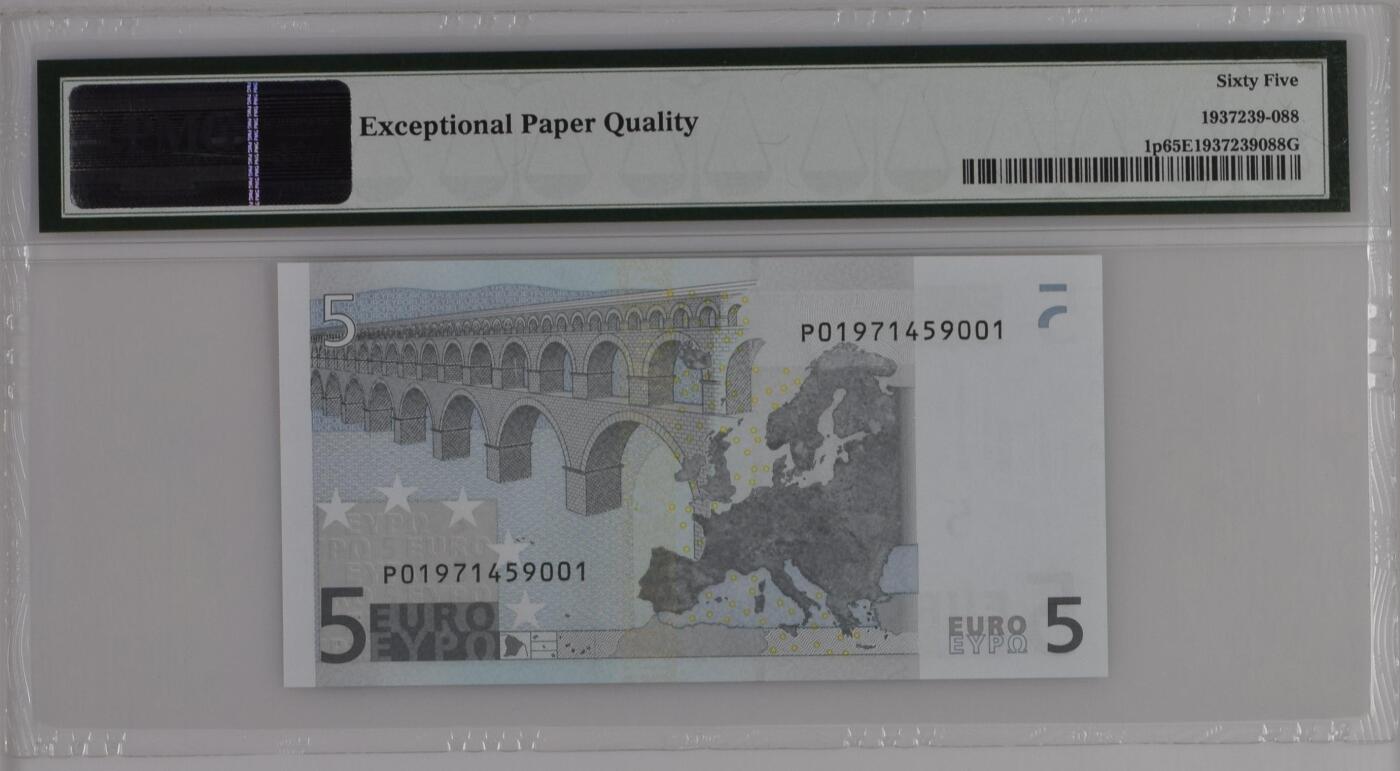 收藏联盟Quantum Auction 第375期拍卖  欧盟荷兰2002年5元第一签 PMG65