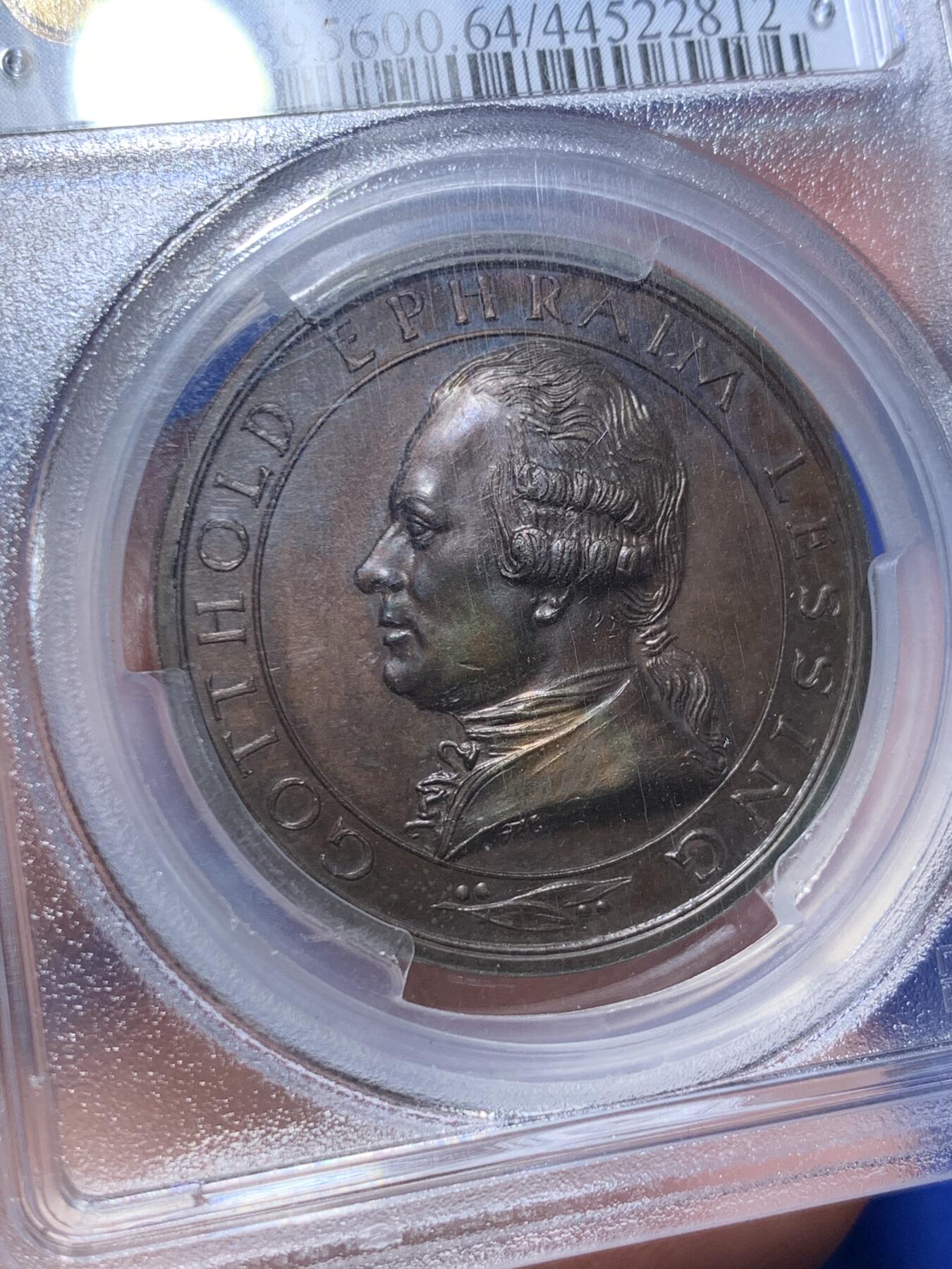 《竞宝斋》第306场   周日，周一 2场连拍 （全场包邮） PCGS SP64 德国1929莱辛200年纪念铜章
