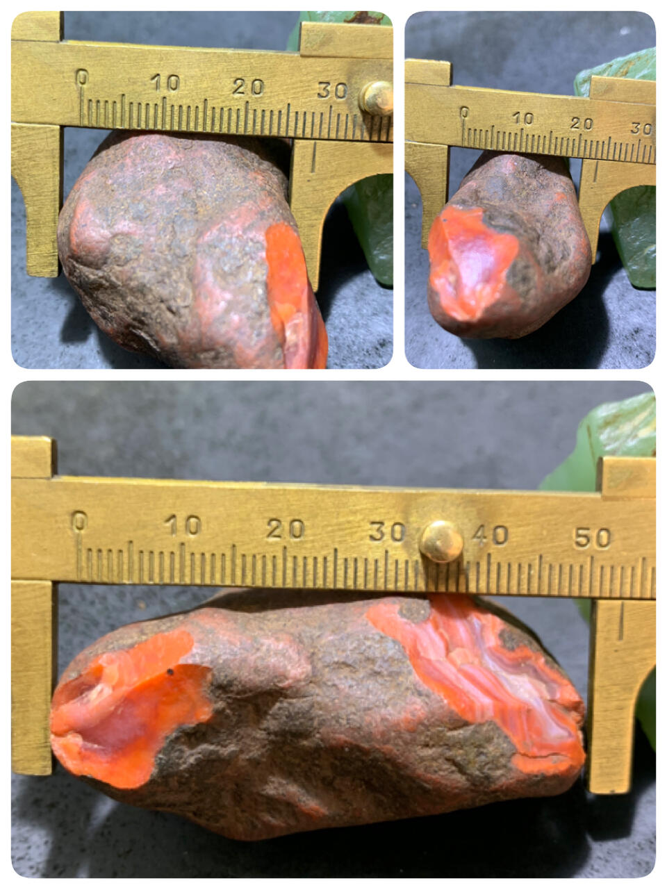 精美铁红双色皮冰飘千层纹开窗料南红玛瑙原石一颗