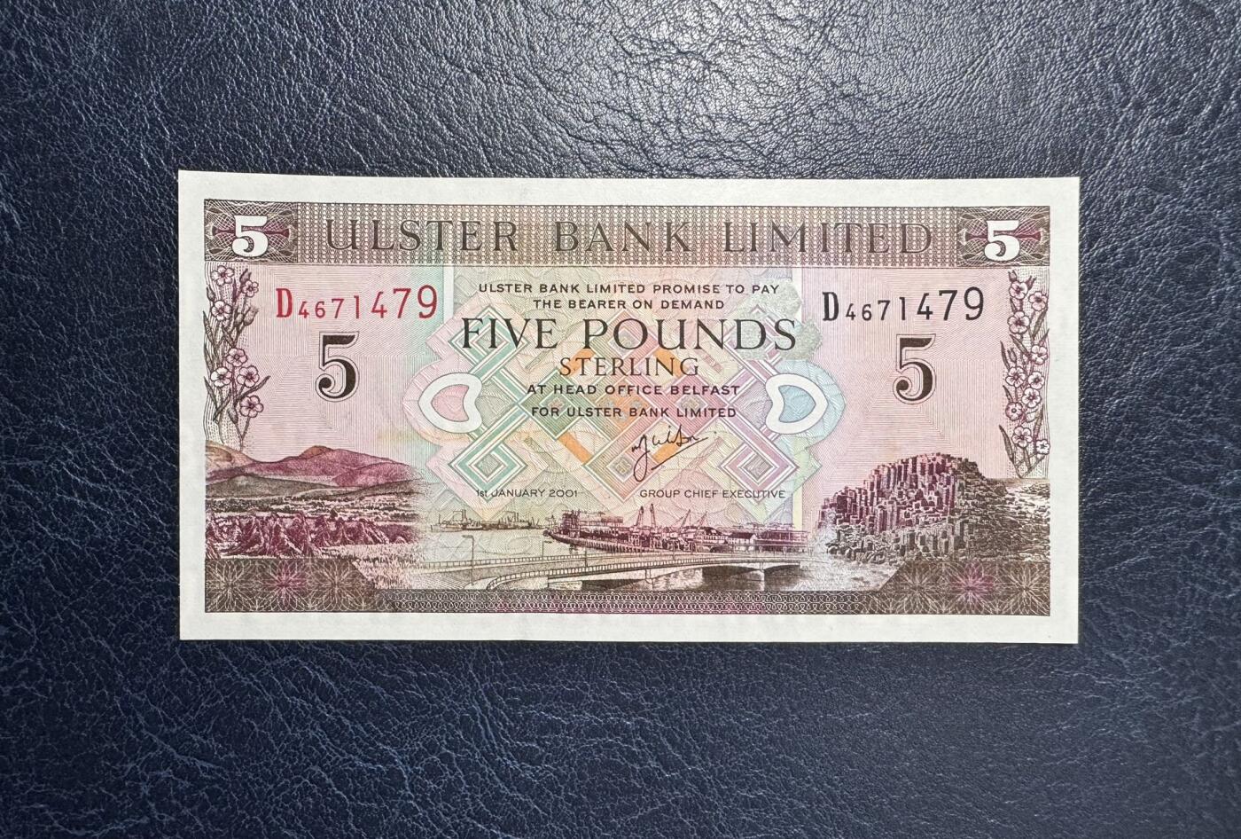 收藏联盟Quantum Auction 第375期拍卖  北爱尔兰尤斯特银行2001年5镑 品相全新UNC 2001版使用了NatWest标志