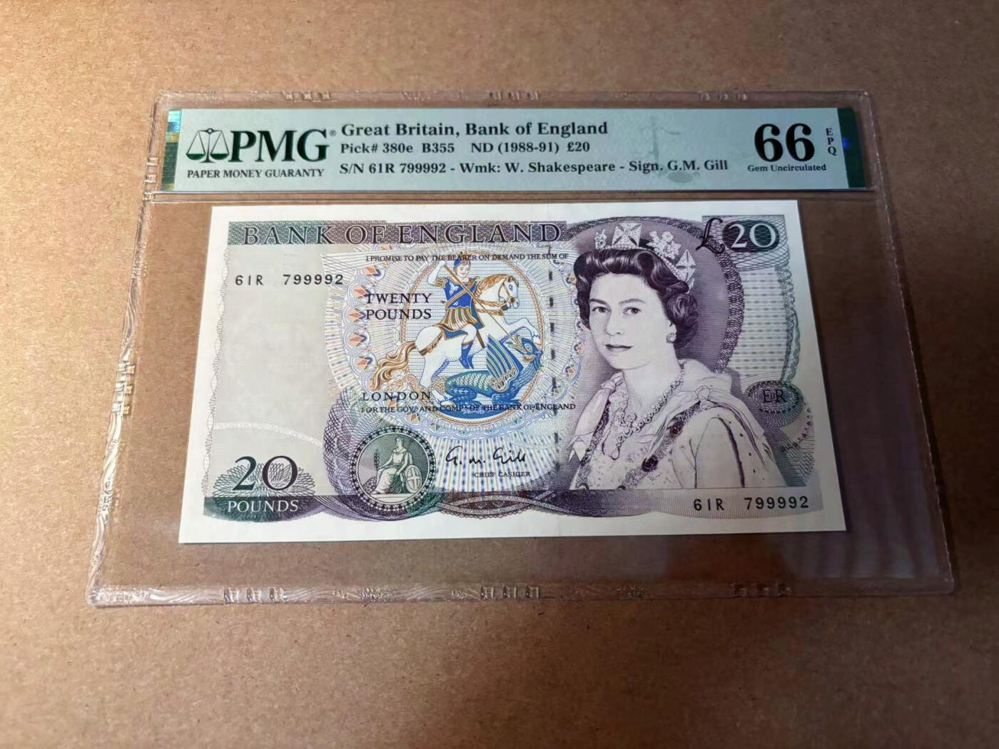 【Blue Auction】✨世界纸币精拍第542期【精】 英国 D序列 1988-91年20镑 PMG66EPQ 