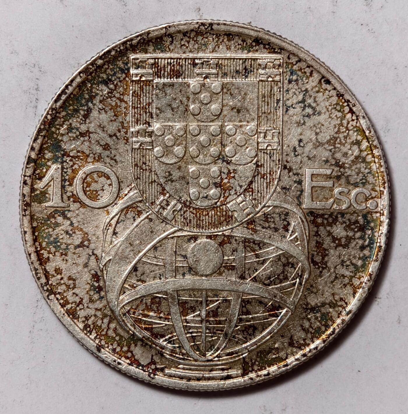 紫瑗钱币——第502期 葡萄牙 1955年 10埃斯库多 12.4克 0.835银 UNC