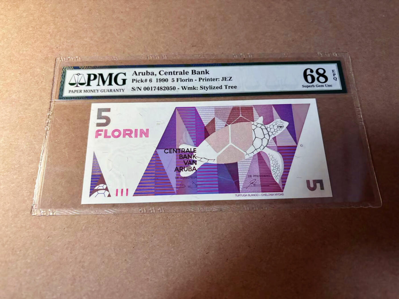【Blue Auction】✨世界纸币精拍第542期【精】 阿鲁巴 1990年5弗罗林 PMG68EPQ 超高分