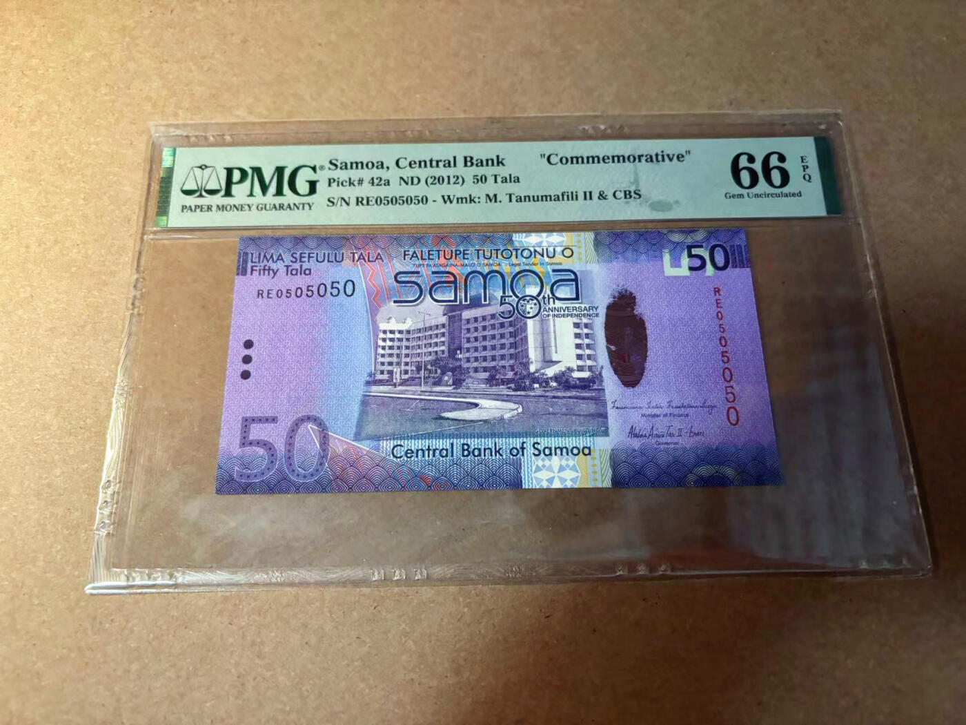 【Blue Auction】✨世界纸币精拍第542期【精】 【靓号0505050】萨摩亚 2012年50塔拉 PMG66EPQ 