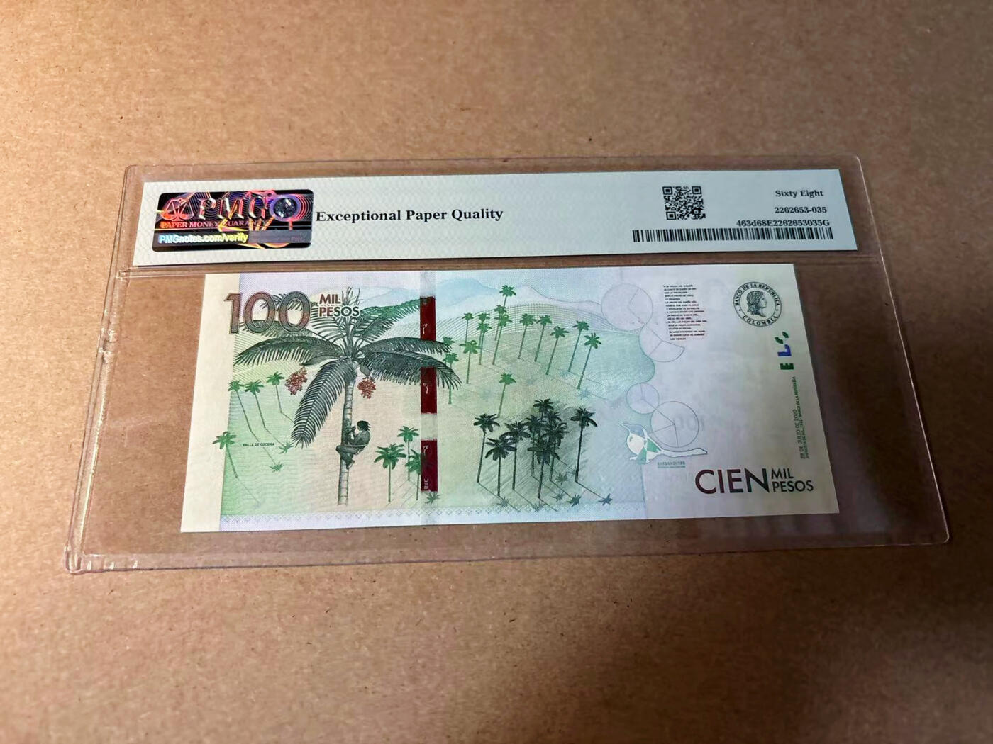 【Blue Auction】✨世界纸币精拍第542期【精】 【999豹子号无47】哥伦比亚 2020年10万比索 PMG68EPQ 超高分