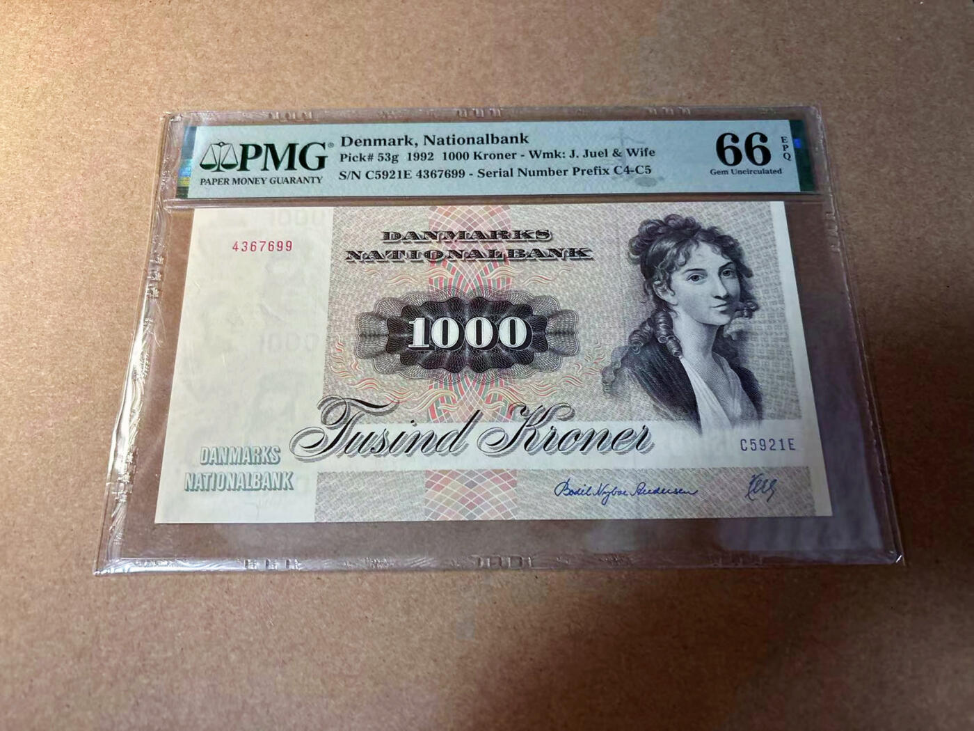 【Blue Auction】✨世界纸币精拍第542期【精】  丹麦 1992年1000克朗 大松鼠 PMG66EPQ 