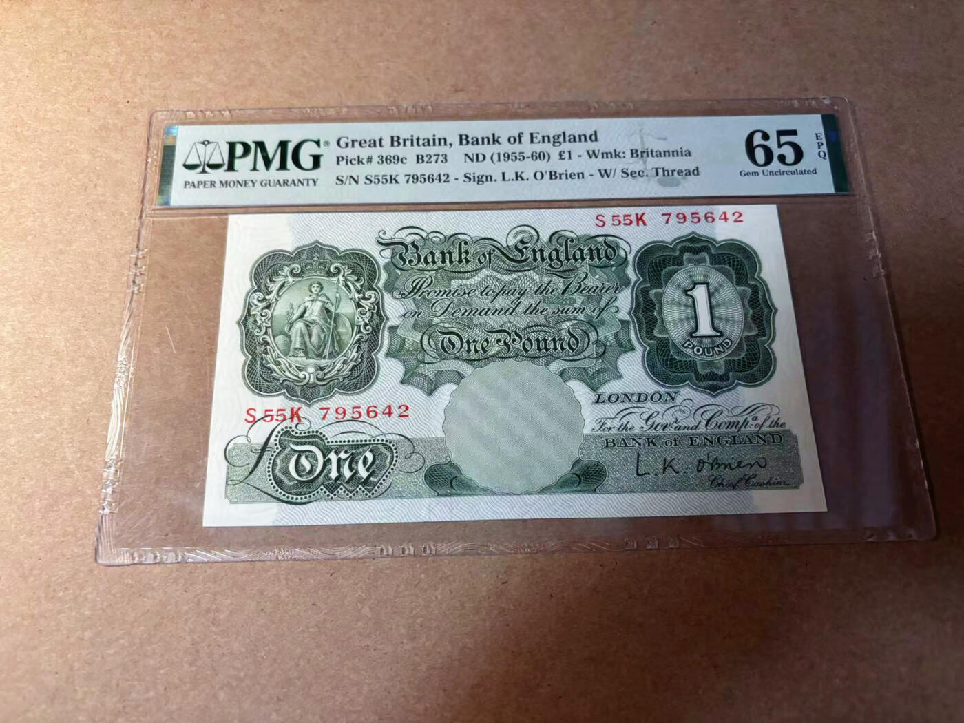 【Blue Auction】✨世界纸币精拍第542期【精】 英国 A序列 1955-60年1镑 PMG65EPQ 