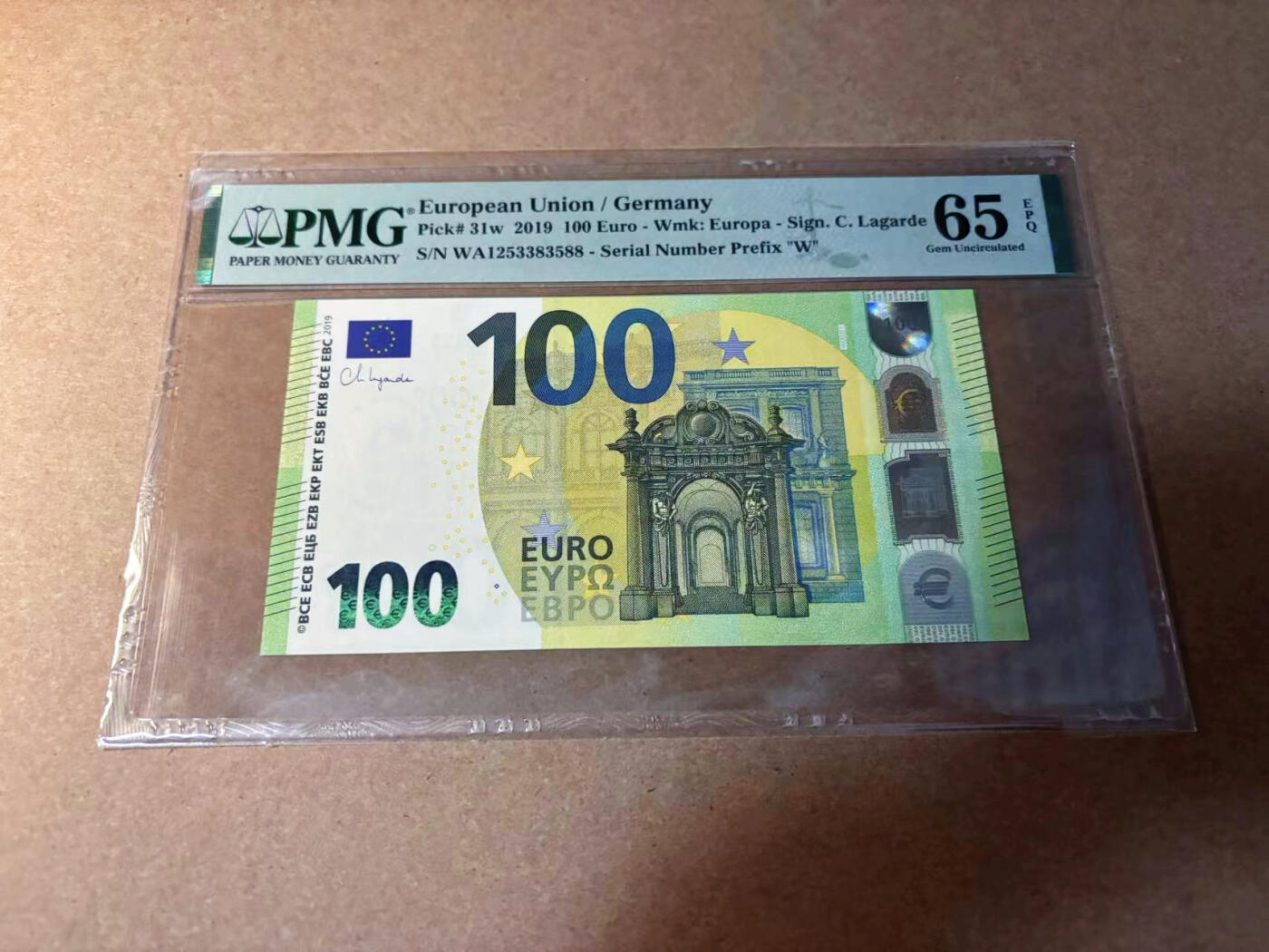 【Blue Auction】✨世界纸币精拍第542期【精】   【88尾无47】欧盟 2019年100欧元  PMG65EPQ 