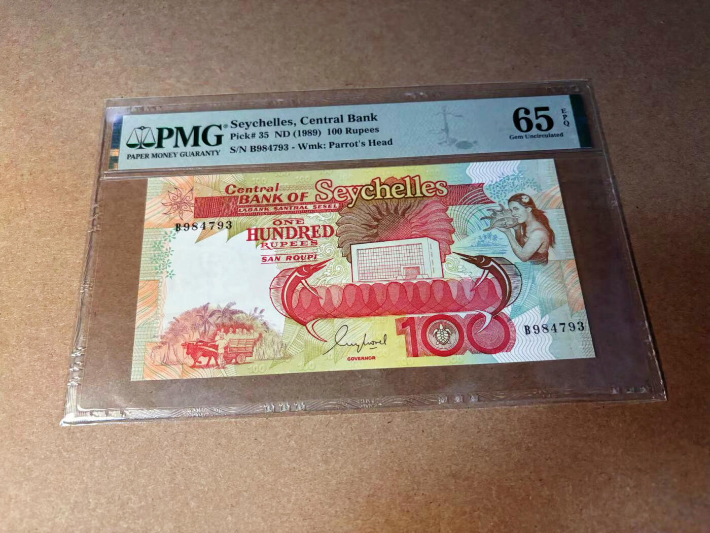 【Blue Auction】✨世界纸币精拍第542期【精】 塞舌尔 1989年100卢比 PMG65EPQ 