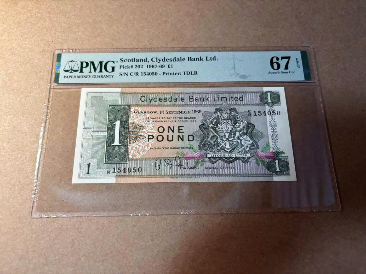 【Blue Auction】✨世界纸币精拍第542期【精】 苏格兰 1969年1镑 PMG67EPQ 高分 高分大船