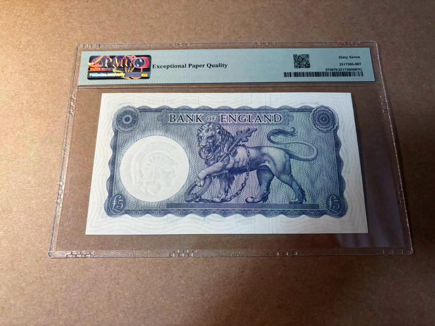 【Blue Auction】✨世界纸币精拍第542期【精】 英国 B序列 1961-63年5镑 PMG67EPQ 高分 