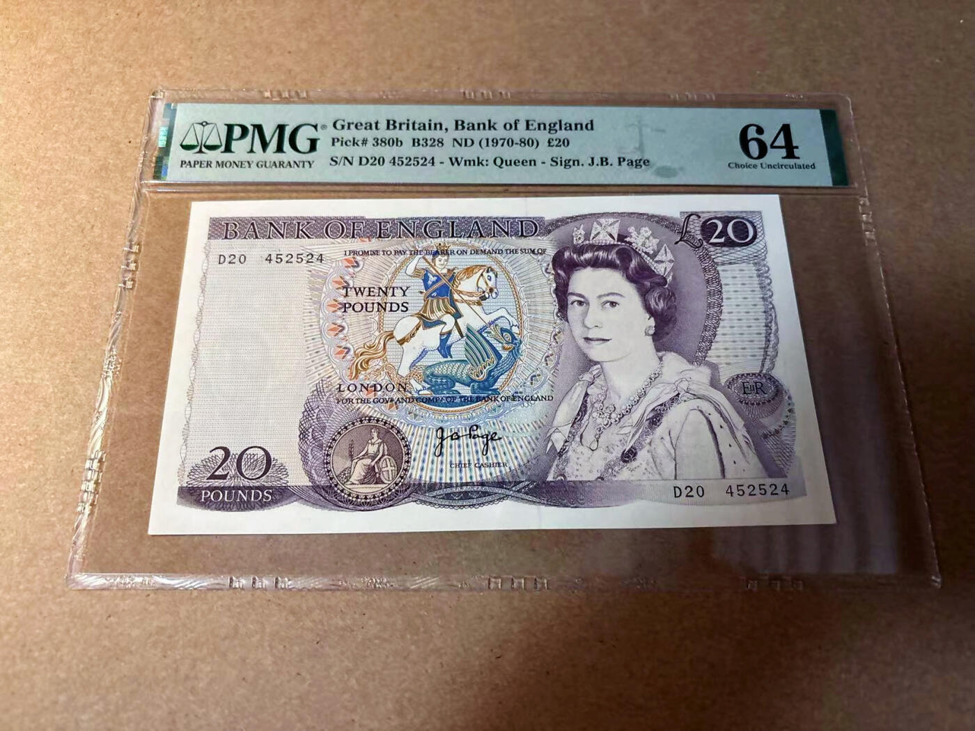 【Blue Auction】✨世界纸币精拍第542期【精】 英国 D序列1970-80年20镑 PMG64
