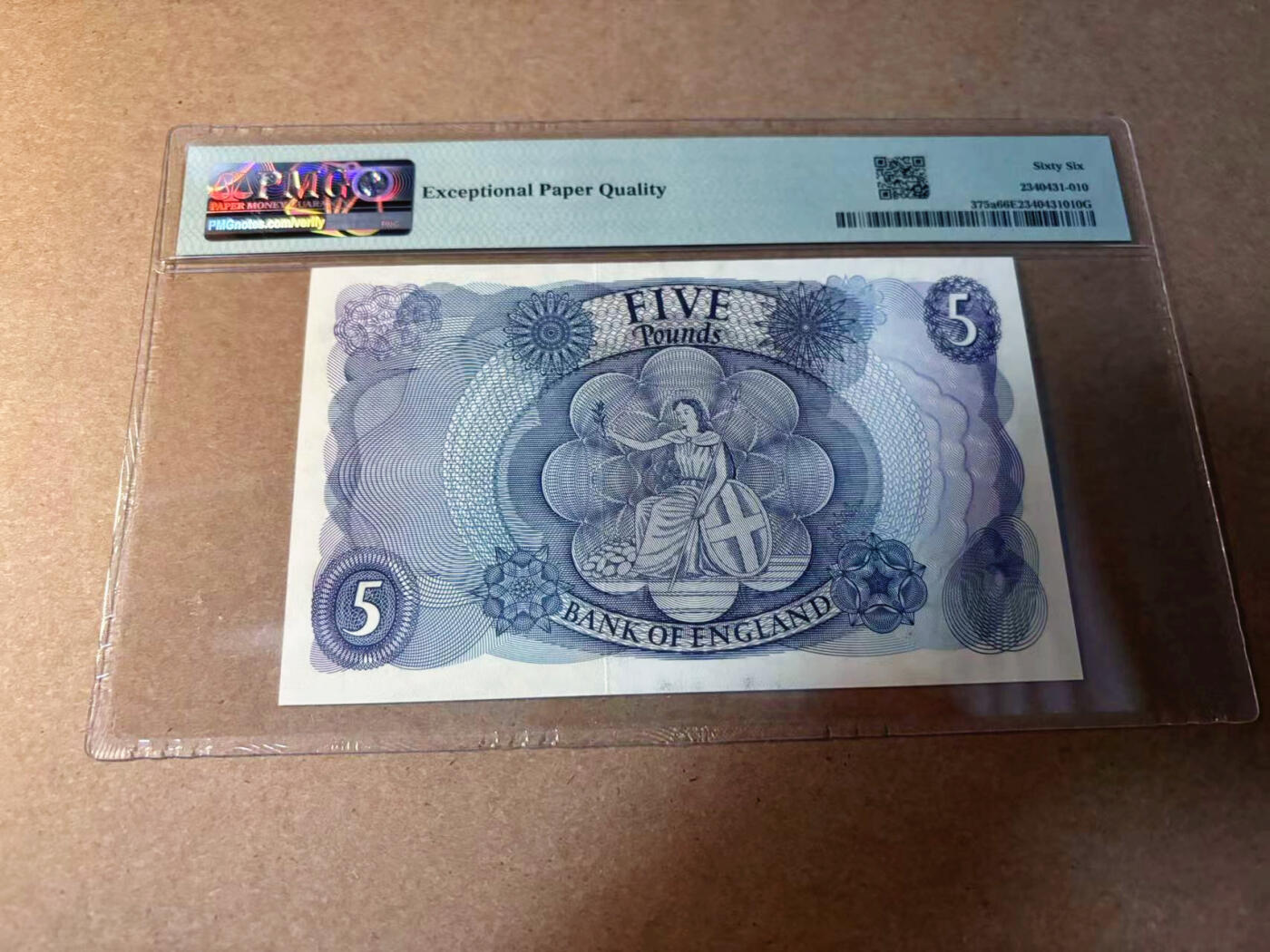 【Blue Auction】✨世界纸币精拍第542期【精】 【520尾无47】英国C序列 1963-66年5镑 PMG66EPQ 