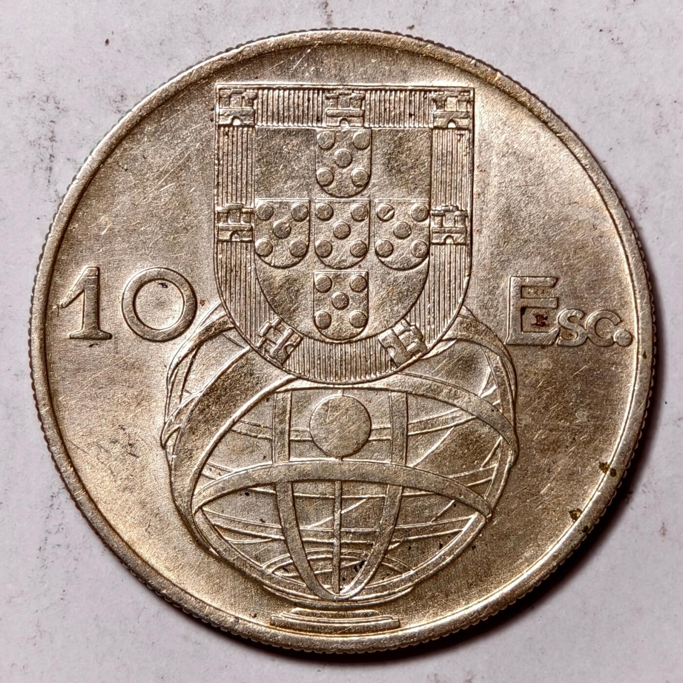紫瑗钱币——第422期 葡萄牙 1954年 10埃斯库多 12.4克 0.835银 UNC