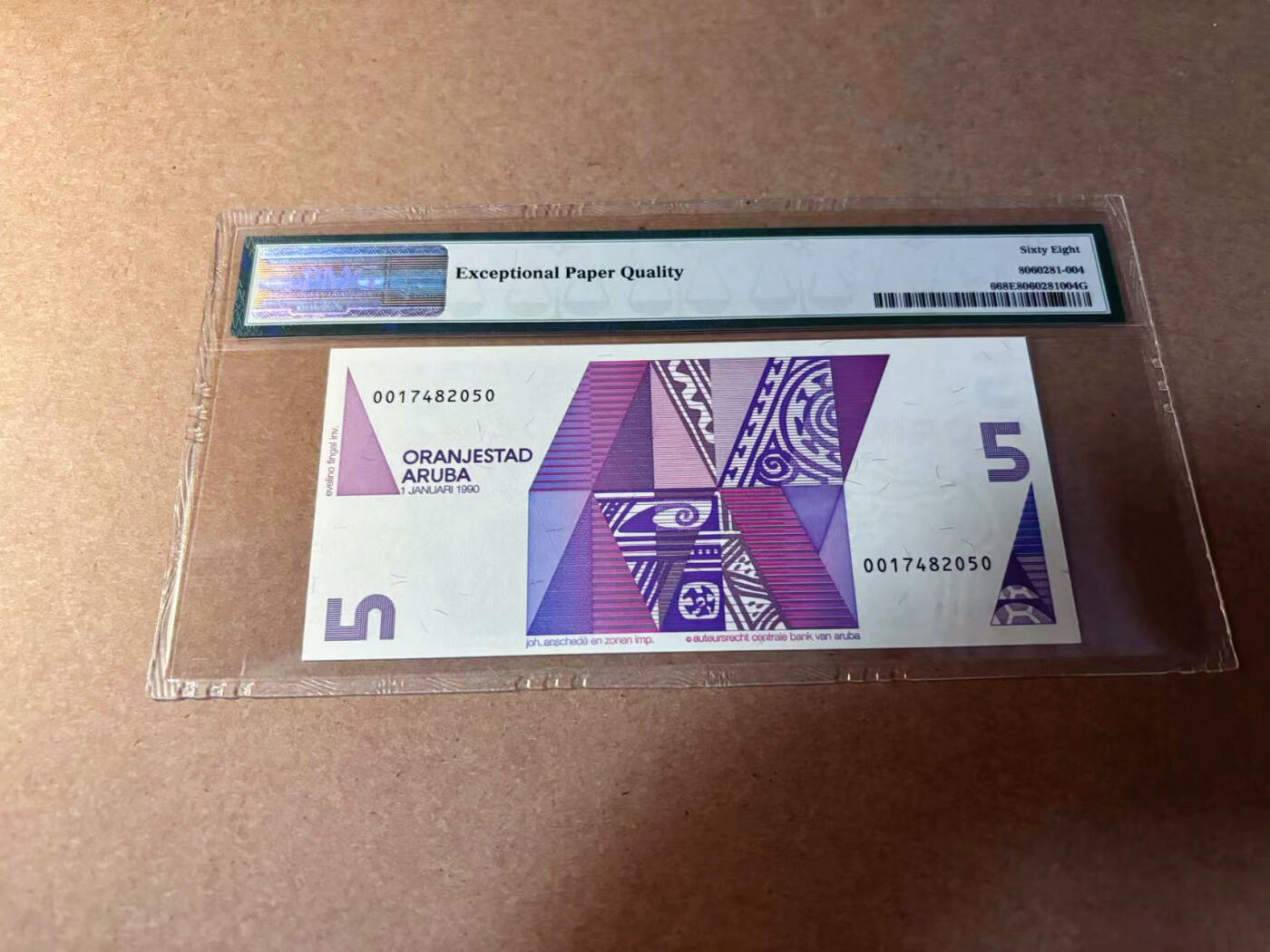 【Blue Auction】✨世界纸币精拍第542期【精】 阿鲁巴 1990年5弗罗林 PMG68EPQ 超高分