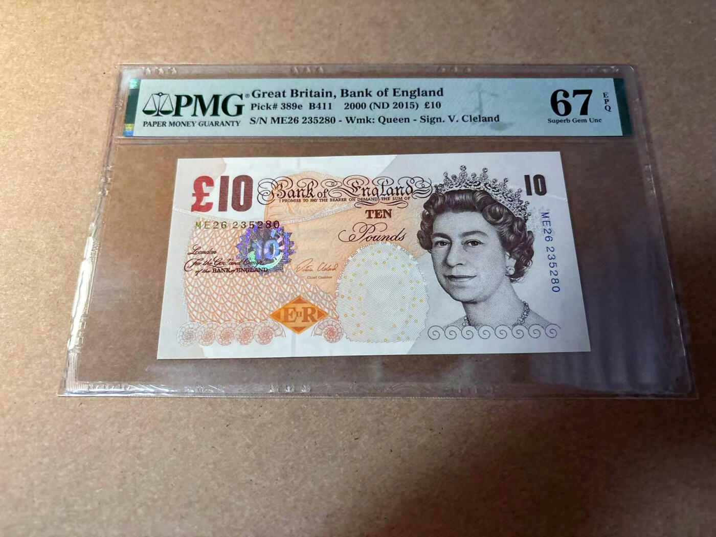 【Blue Auction】✨世界纸币精拍第542期【精】 【无47】英国 2015年10镑 PMG67EPQ 高分