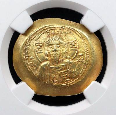 NGC评级AU的古拜占庭碟形金币-清晰的耶稣基督头像80-18 - NGC评级AU的古拜占庭碟形金币-清晰的耶稣基督头像80-18