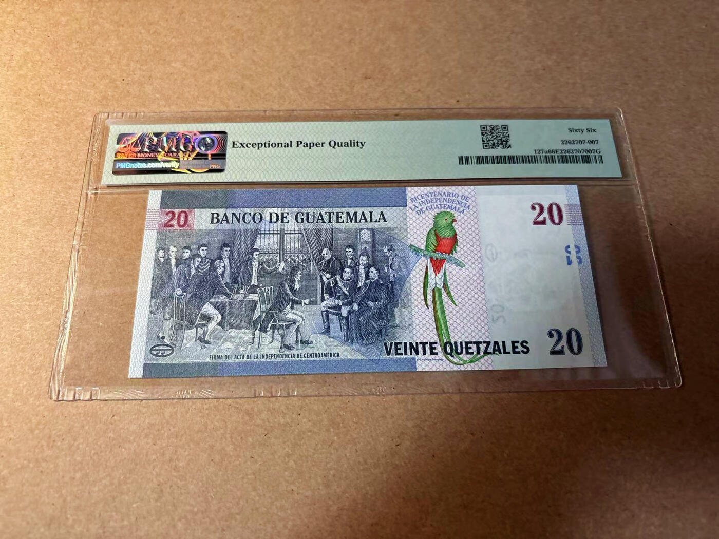 【Blue Auction】✨世界纸币精拍第542期【精】 【补号 222豹子号】危地马拉 2020年20Q PMG66EPQ纪念钞