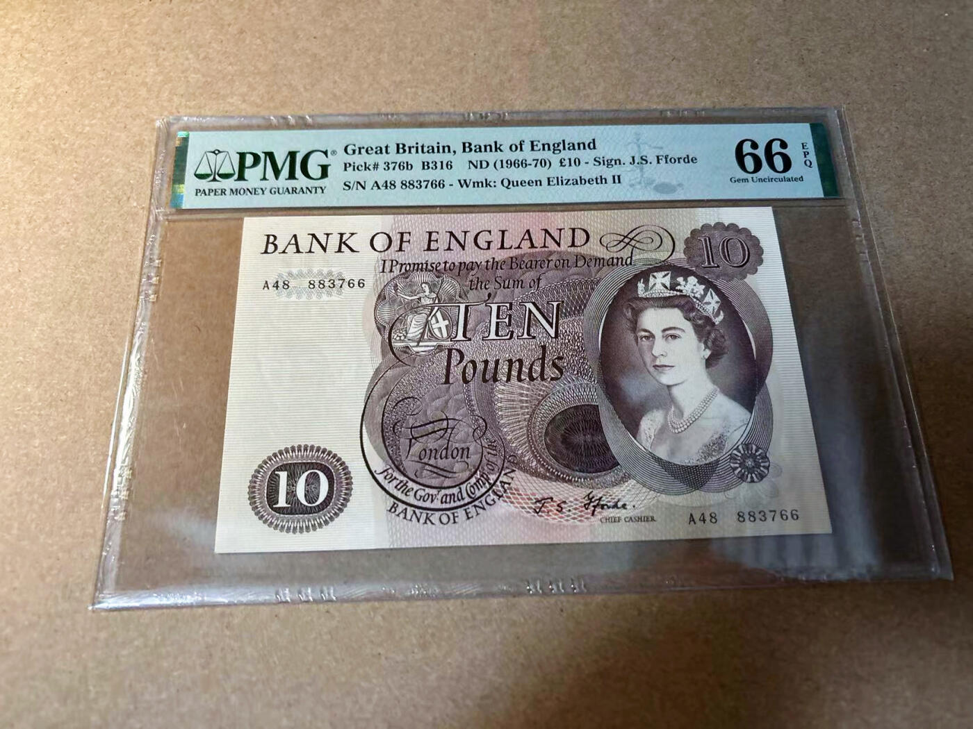 【Blue Auction】✨世界纸币精拍第542期【精】 英国 C序列1966-70年10镑 PMG66EPQ 