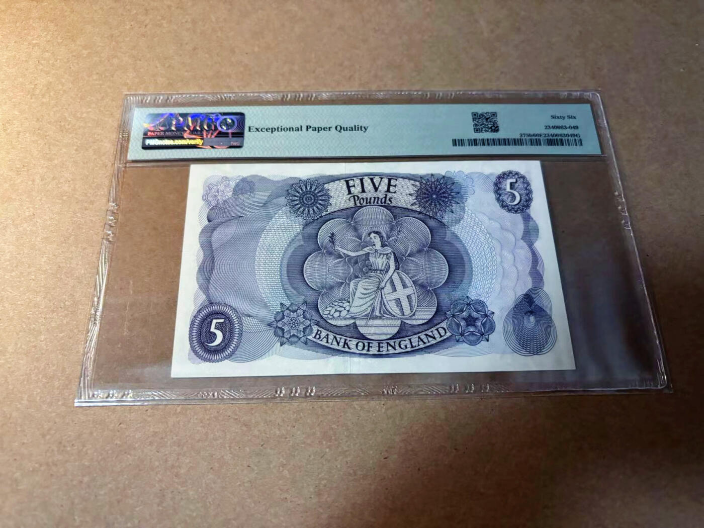 【Blue Auction】✨世界纸币精拍第542期【精】 英国 C序列1966-70年5镑 PMG66EPQ 