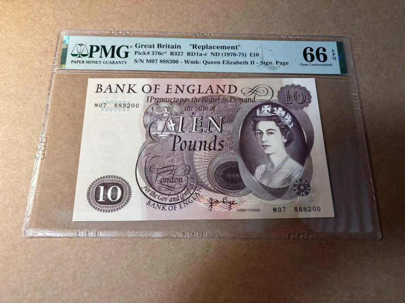 【Blue Auction】✨世界纸币精拍第542期【精】 【补号无47】英国C序列 1970-75年10镑 PMG66EPQ 