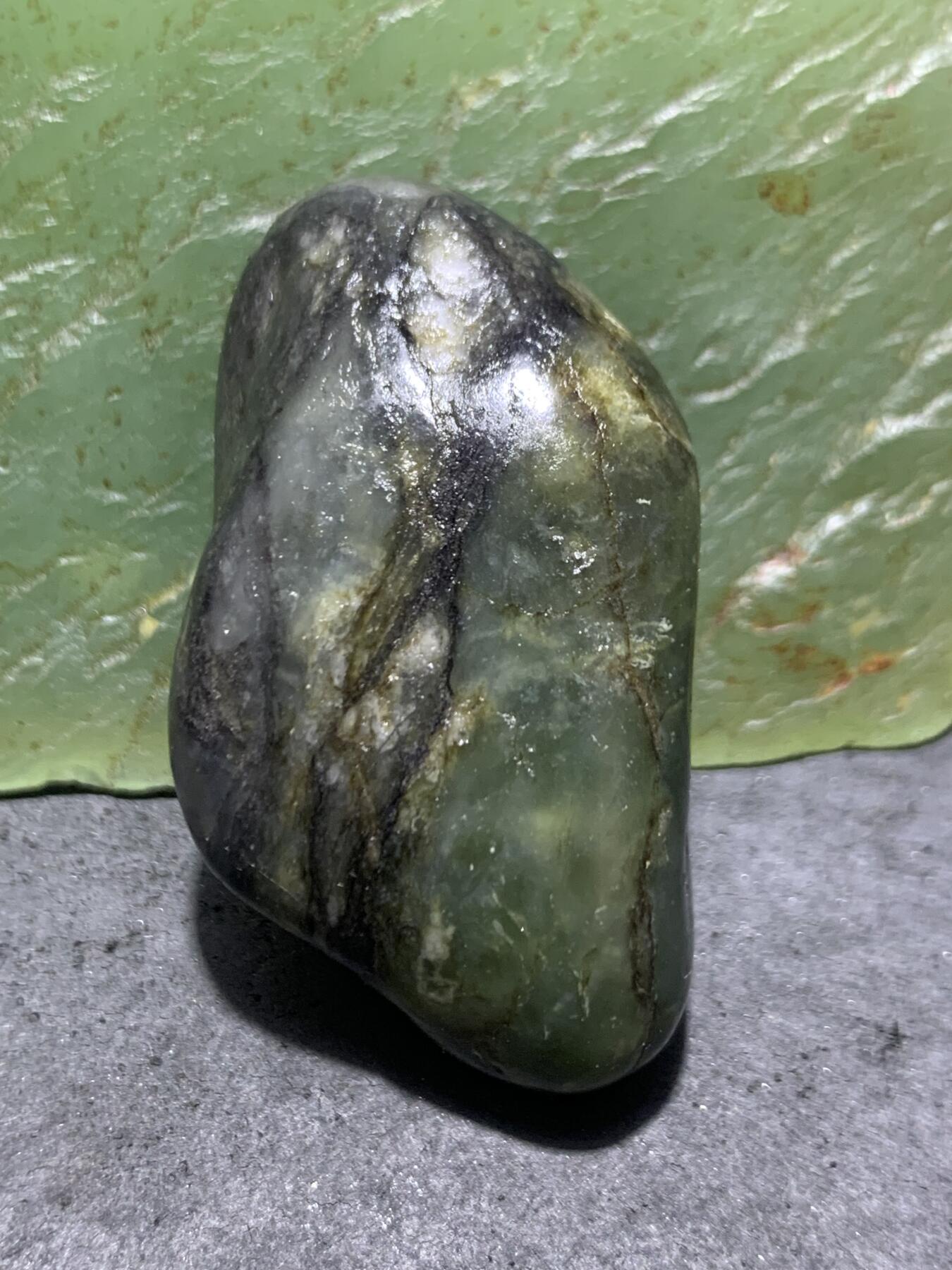 青花，青玉双色和田玉独籽一颗
