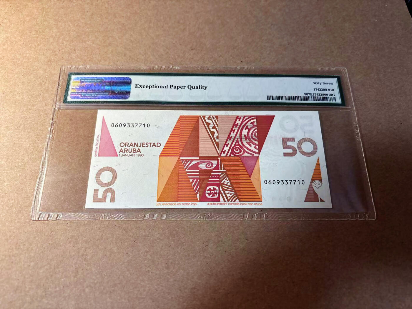 【Blue Auction】✨世界纸币精拍第542期【精】 【初版首发年份】阿鲁巴 1990年50弗罗林 PMG67EPQ 高分 