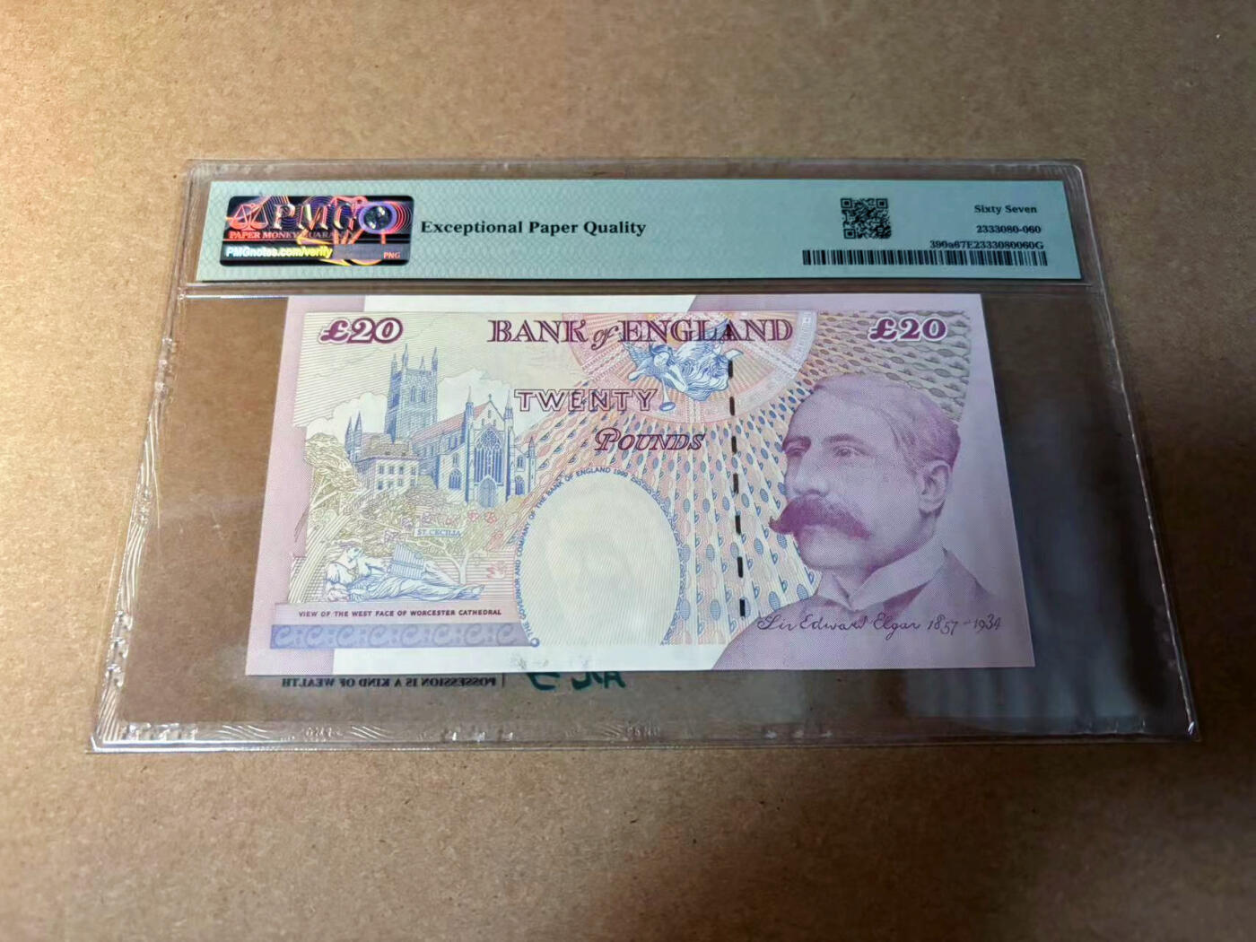 【Blue Auction】✨世界纸币精拍第542期【精】 【AA39冠无47】英国 1999年20镑 PMG67EPQ 高分 