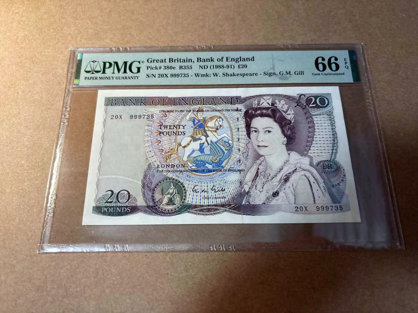 【Blue Auction】✨世界纸币精拍第542期【精】 英国 D序列1988-91年20镑 PMG66EPQ 