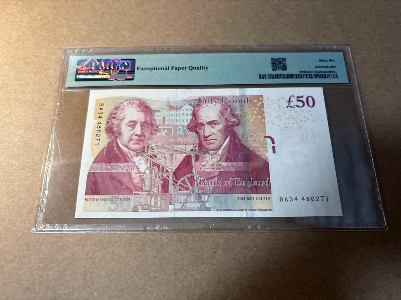 【Blue Auction】✨世界纸币精拍第542期【精】 英国 2015年50镑 PMG66EPQ 