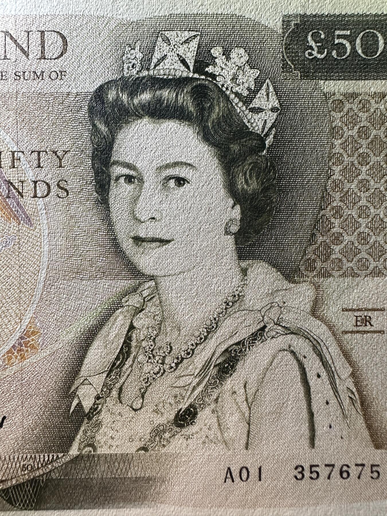 《张总收藏》167期-中秋外币高货特辑 英格兰50镑 UNC D序列 首签 A01冠 无4