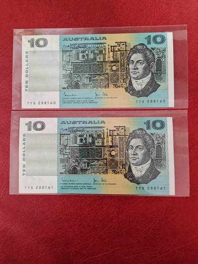 1983年（早期罕见年份签名）澳大利亚 10元纸币 (P-45d) 全新UNC 单价  - 1983年（早期罕见年份签名）澳大利亚 10元纸币 (P-45d) 全新UNC 单价 