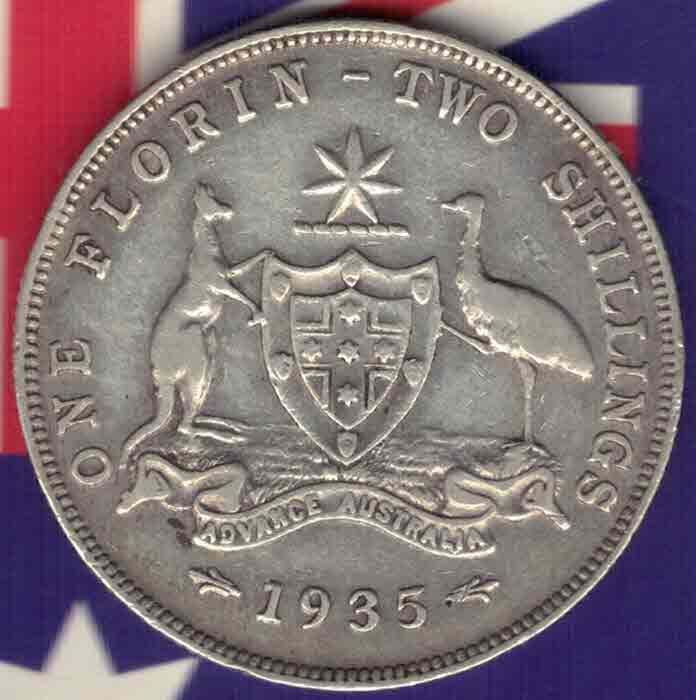 澳大利亚1935年1弗罗林(2先令) 大洋洲 银币 年份少 实物图 八五品