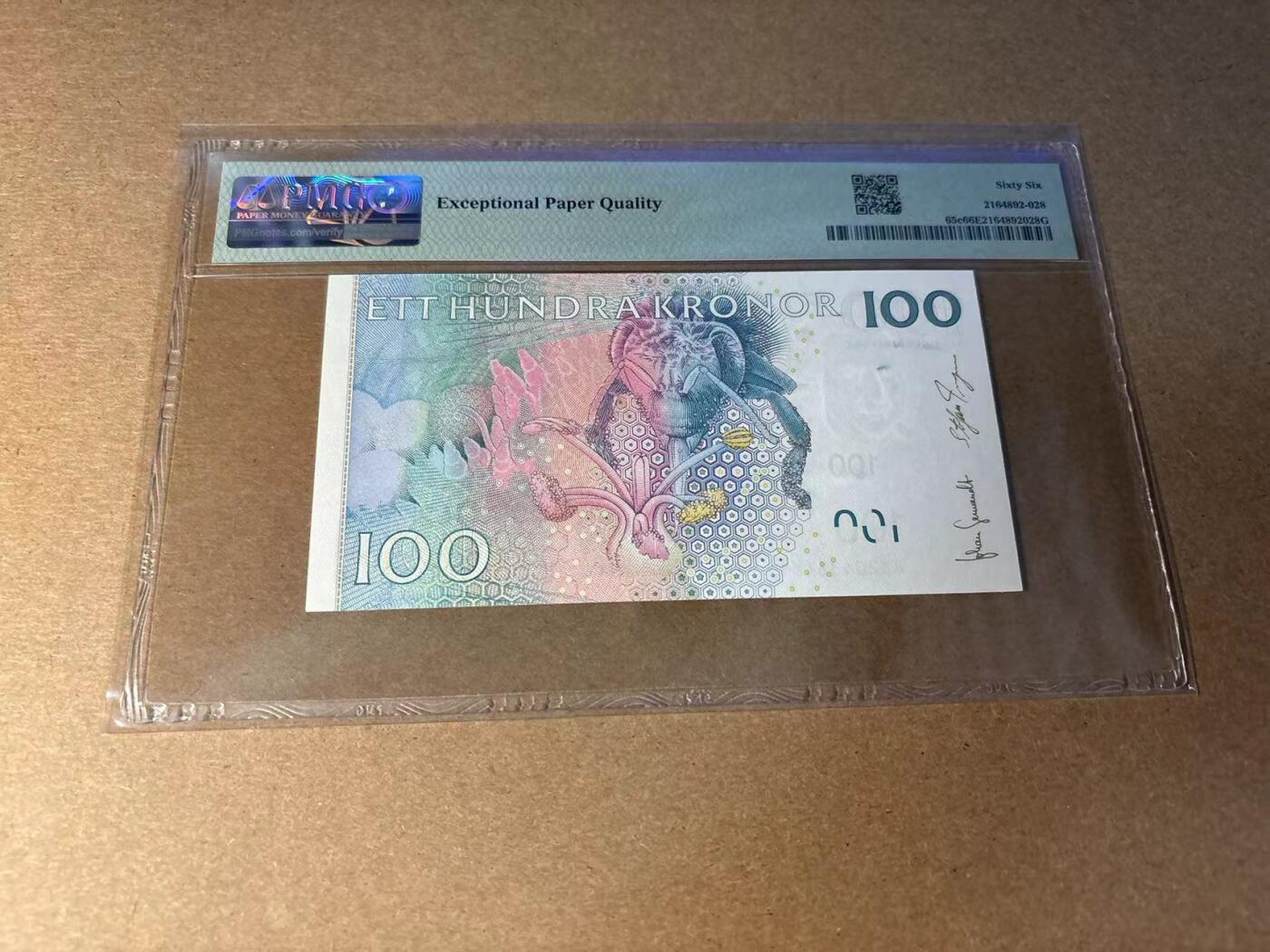 【Blue Auction】✨世界纸币精拍第543期【精】 瑞典 2006-14年100克朗 PMG66EPQ 