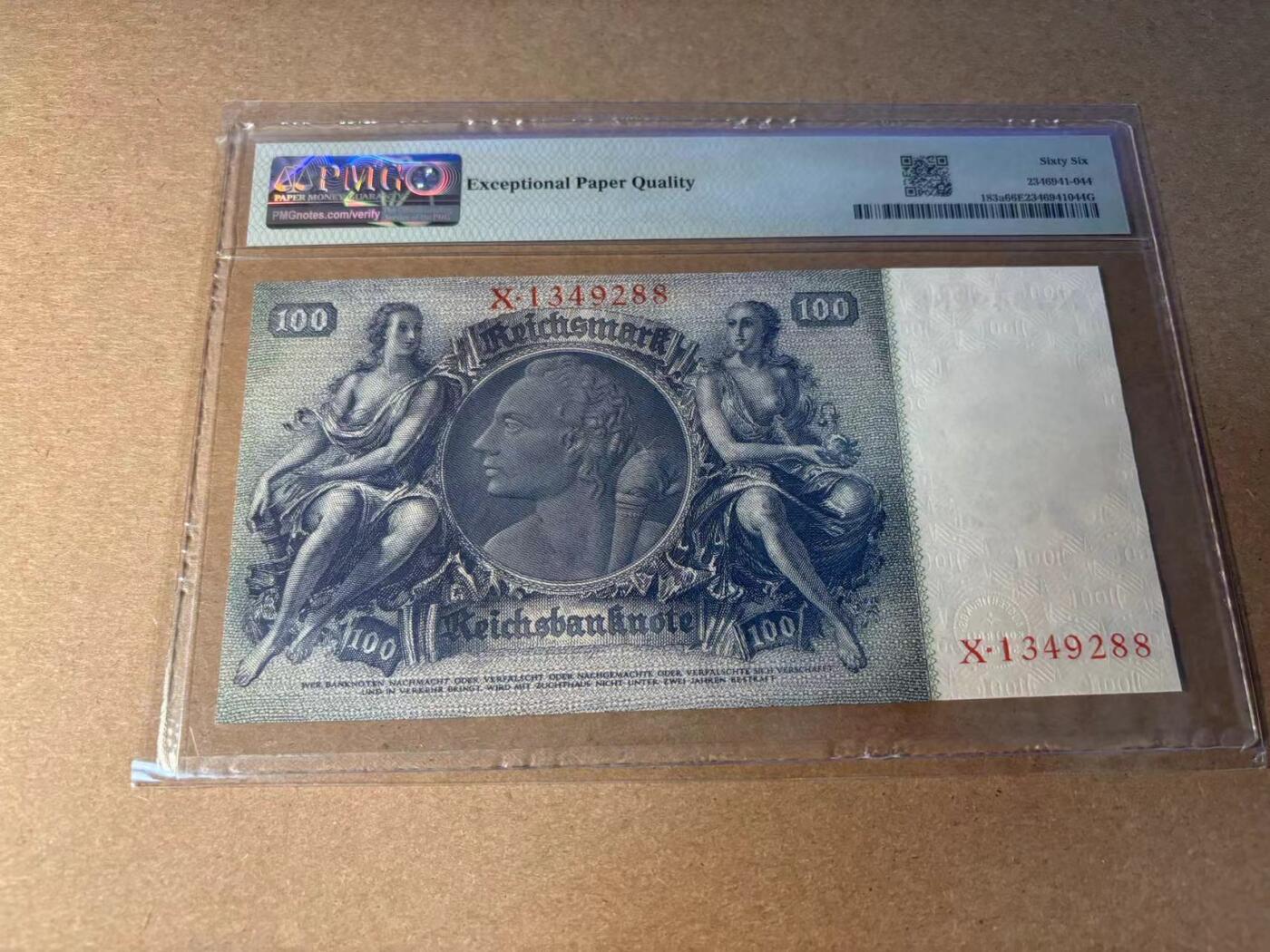 【Blue Auction】✨世界纸币精拍第543期【精】 【88尾】德国 1935年100马克 PMG66EPQ 
