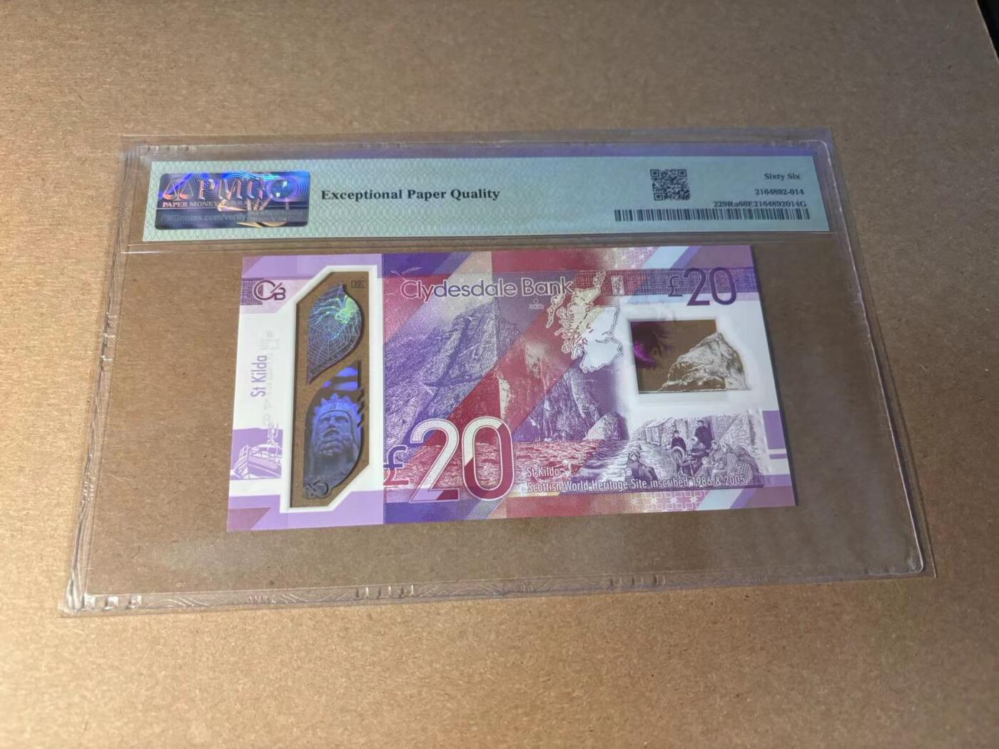 【Blue Auction】✨世界纸币精拍第543期【精】 苏格兰 2019年20镑 PMG66EPQ 