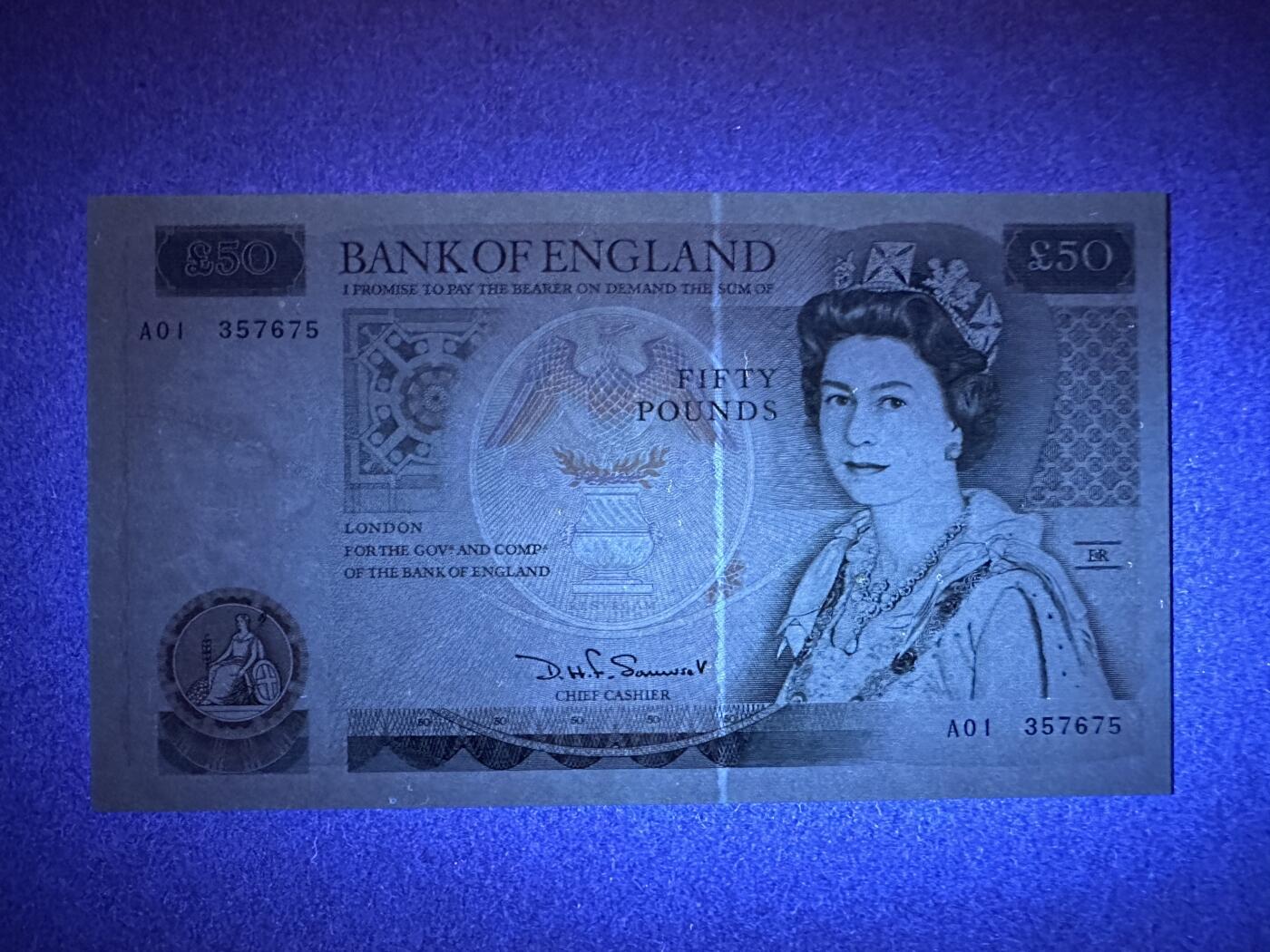 《张总收藏》167期-中秋外币高货特辑 英格兰50镑 UNC D序列 首签 A01冠 无4