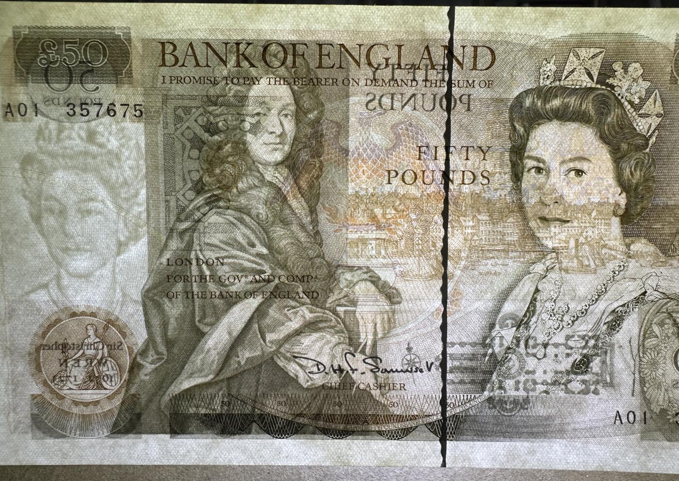 《张总收藏》167期-中秋外币高货特辑 英格兰50镑 UNC D序列 首签 A01冠 无4